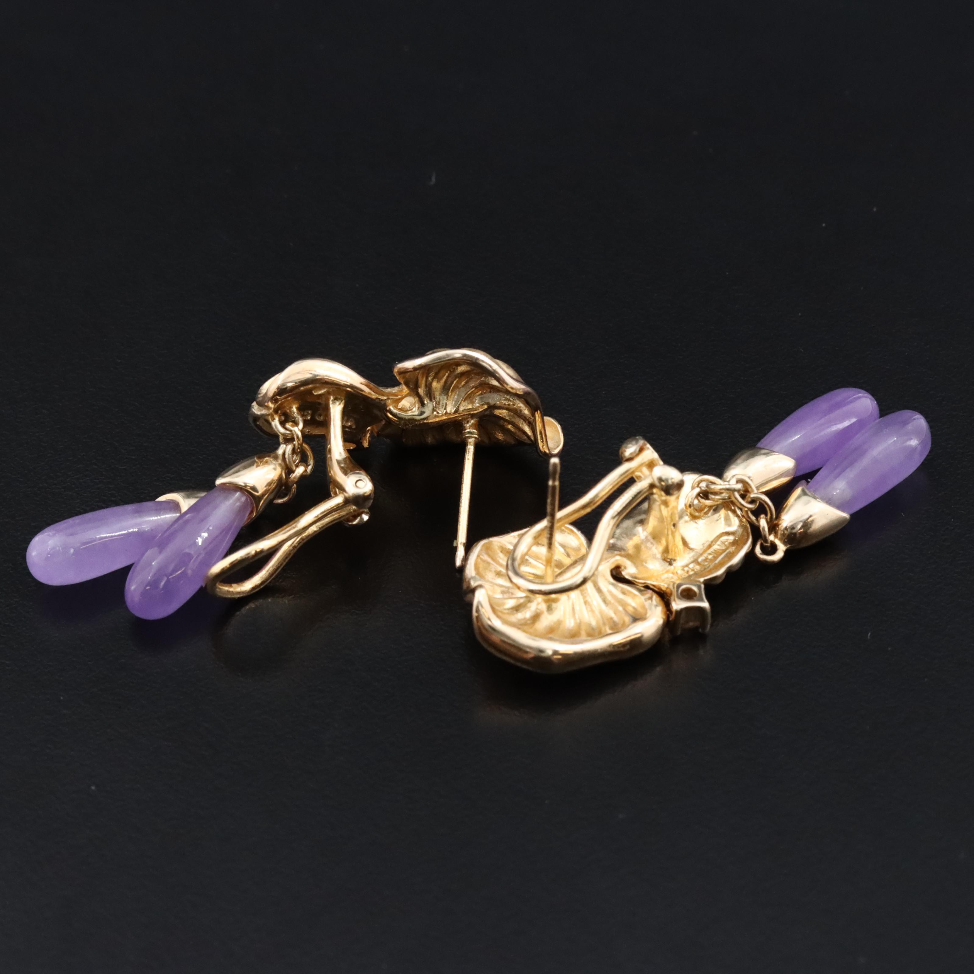 Sterling Jadeite and White Topaz Leaf Earrings