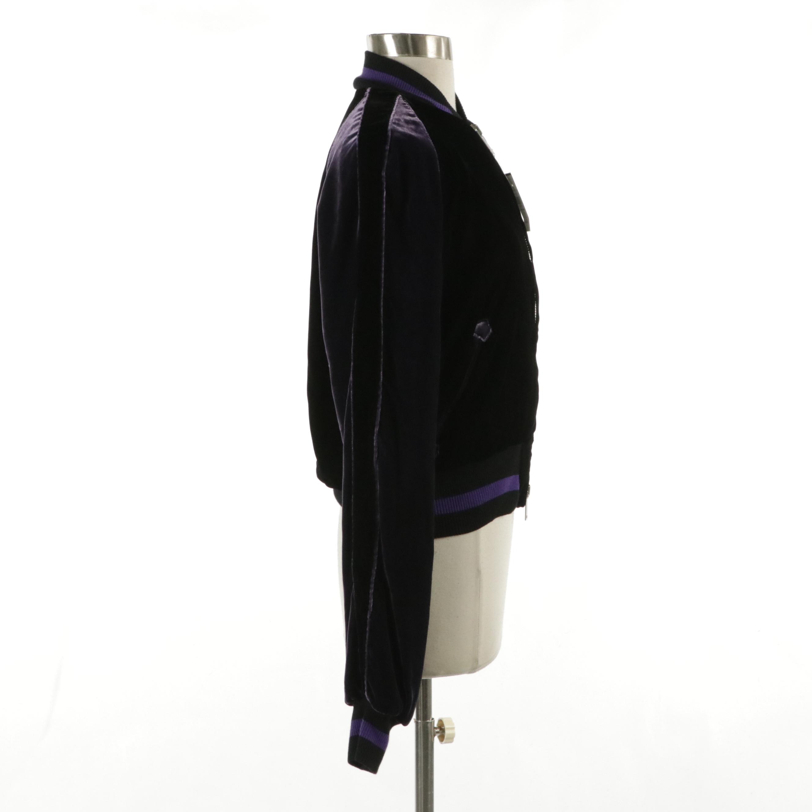 Ben Taverniti Unravel Project Black & Violet Velvet "Souvenir" Jacket, With Tags