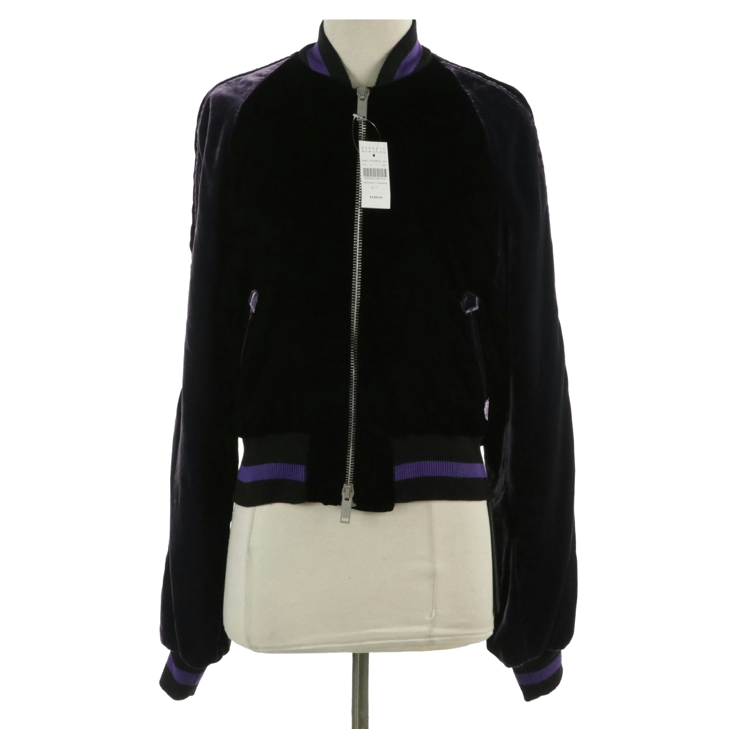 Ben Taverniti Unravel Project Black & Violet Velvet "Souvenir" Jacket, With Tags
