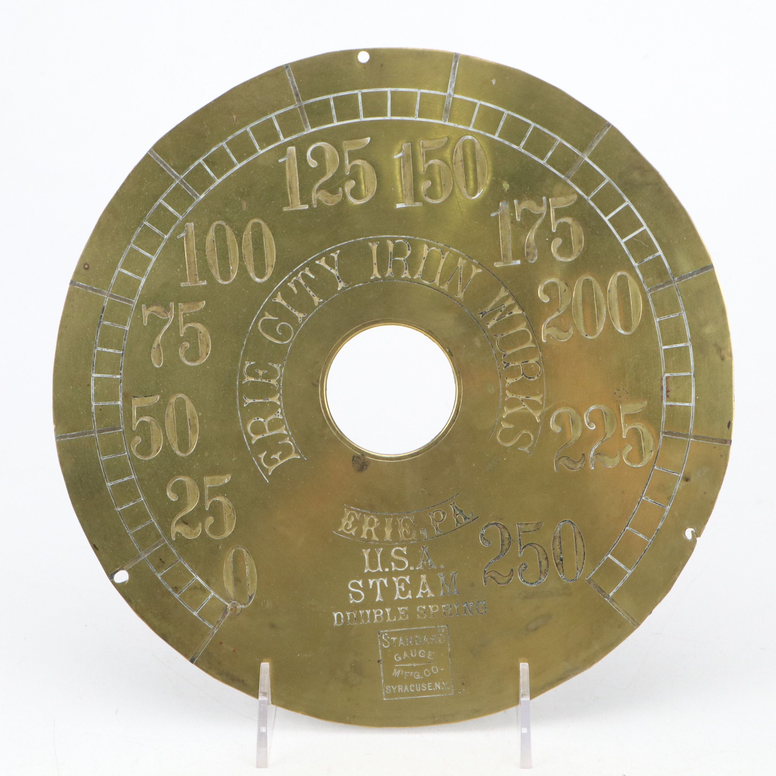 Brass Presentation Fire Horn and Pressure Gauge Faceplate