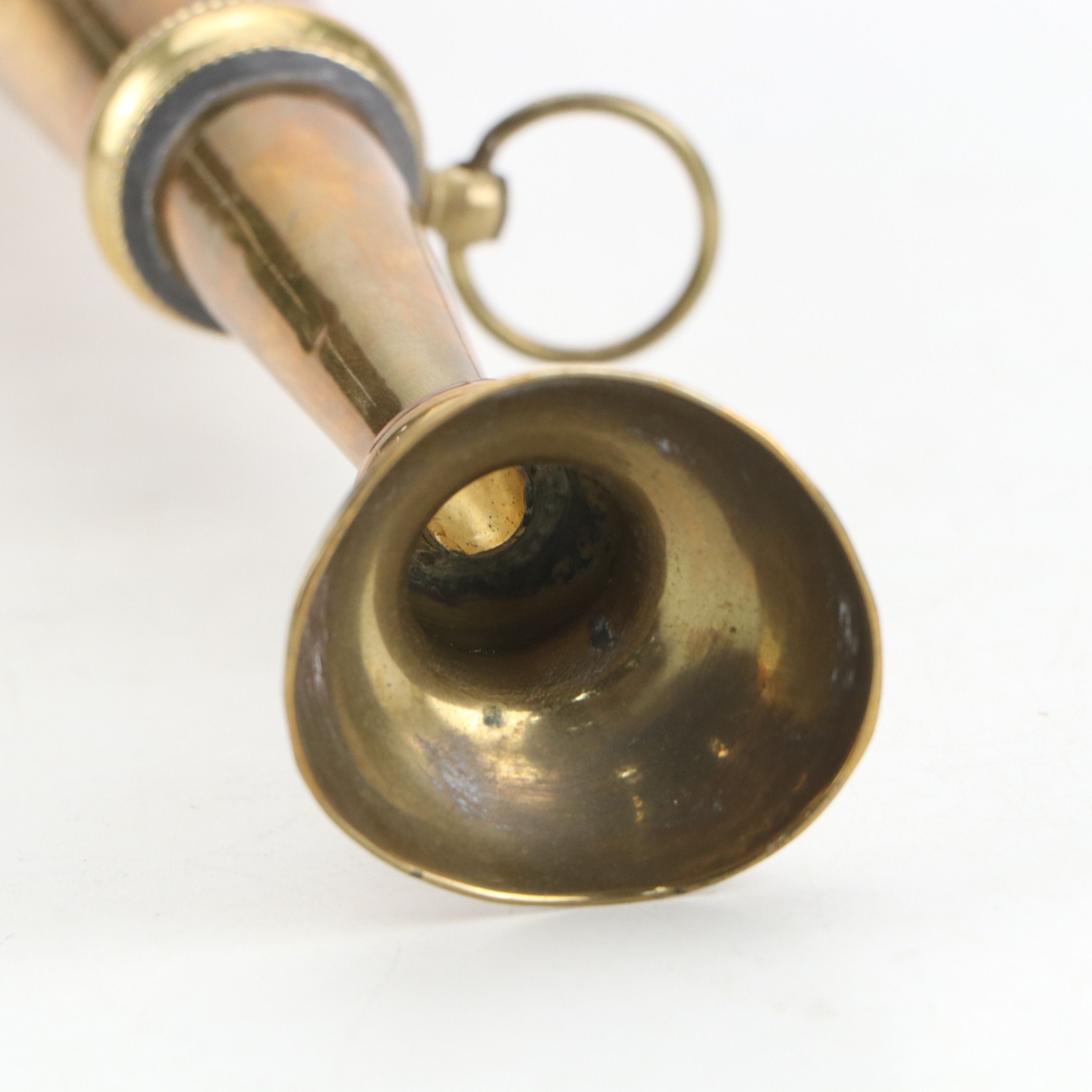 Brass Presentation Fire Horn and Pressure Gauge Faceplate