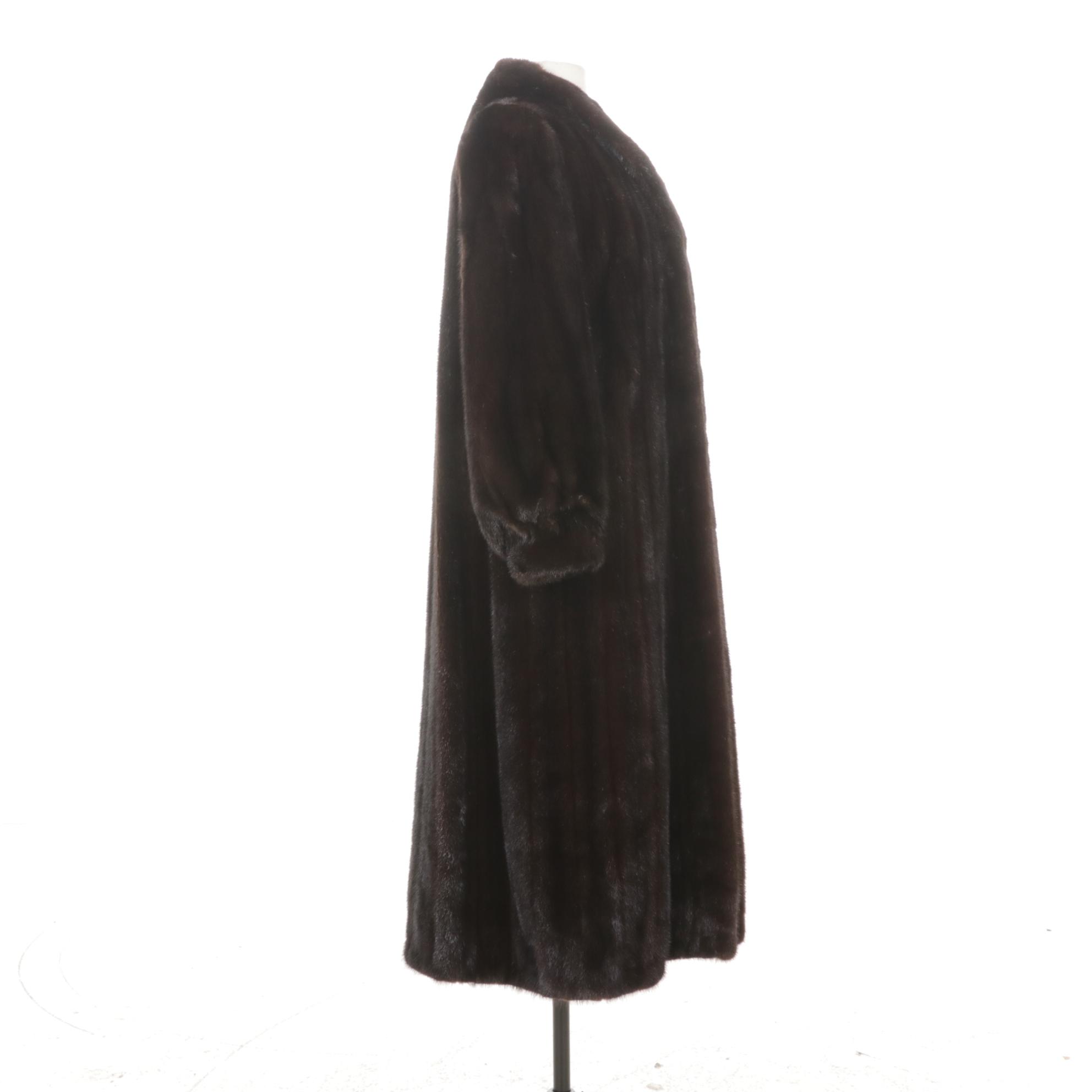 Mahogany Mink Fur Long Coat by Greenwich Furs