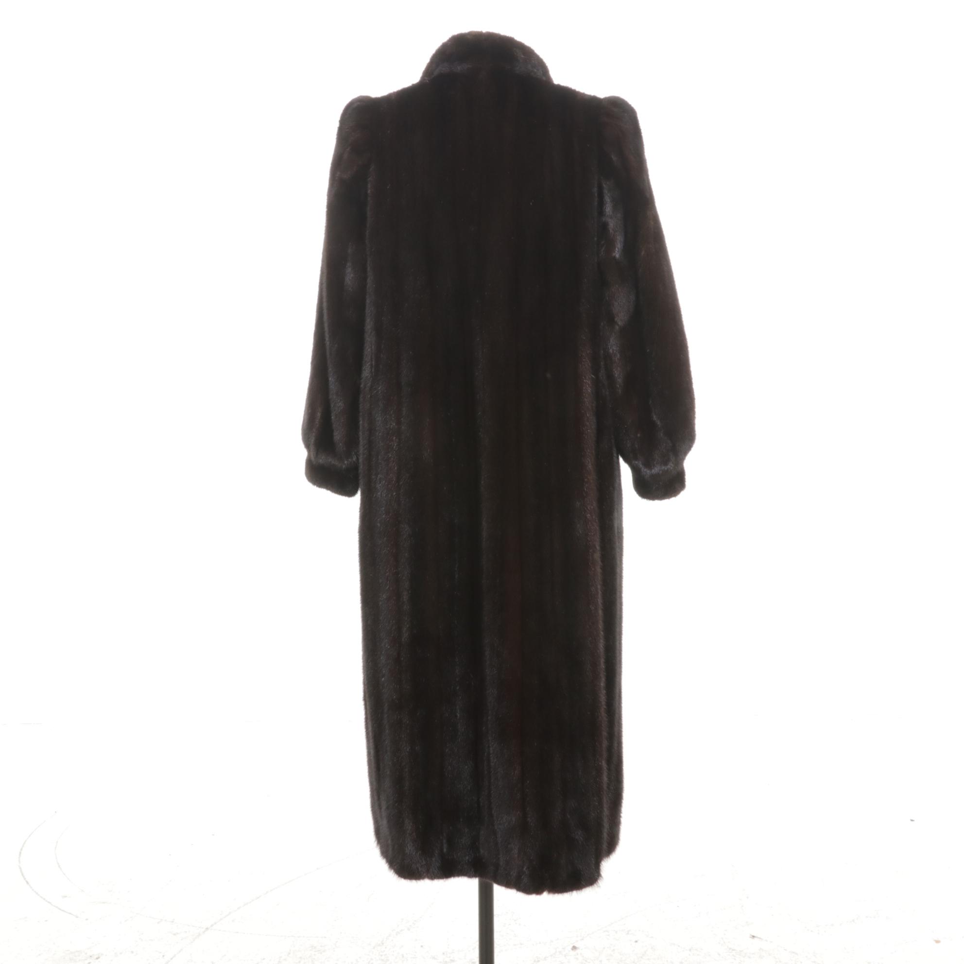 Mahogany Mink Fur Long Coat by Greenwich Furs
