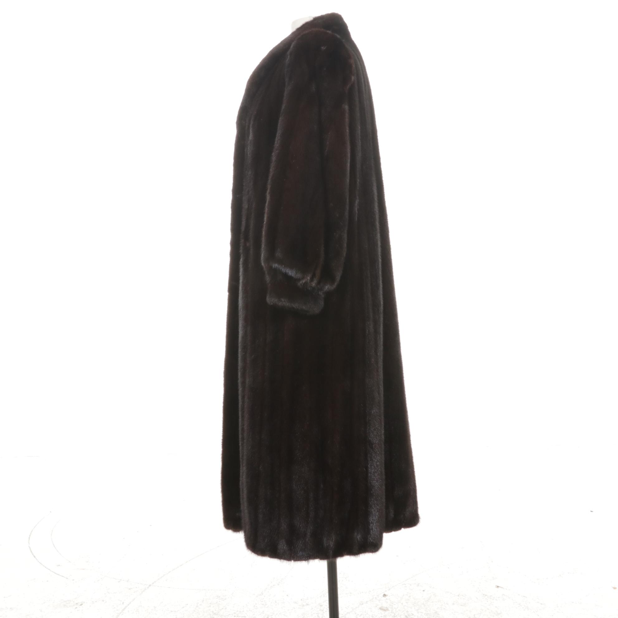 Mahogany Mink Fur Long Coat by Greenwich Furs