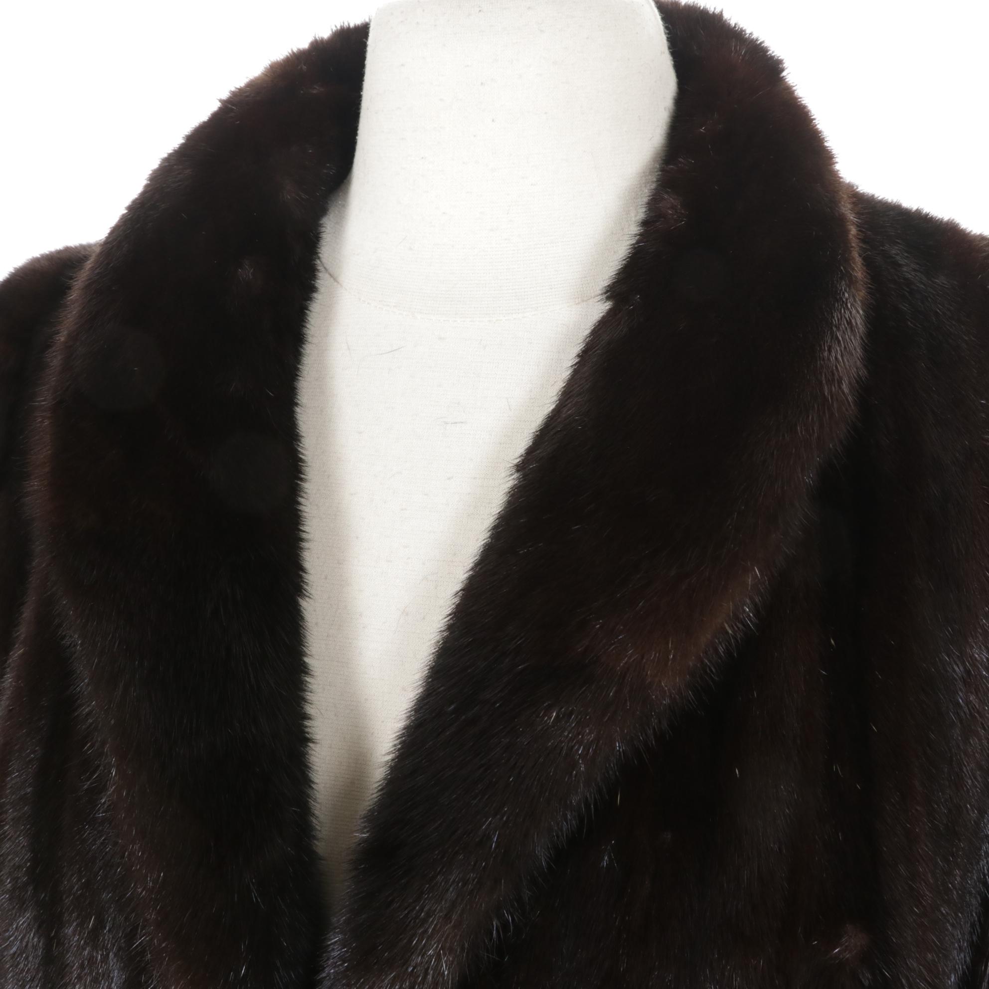 Mahogany Mink Fur Long Coat by Greenwich Furs
