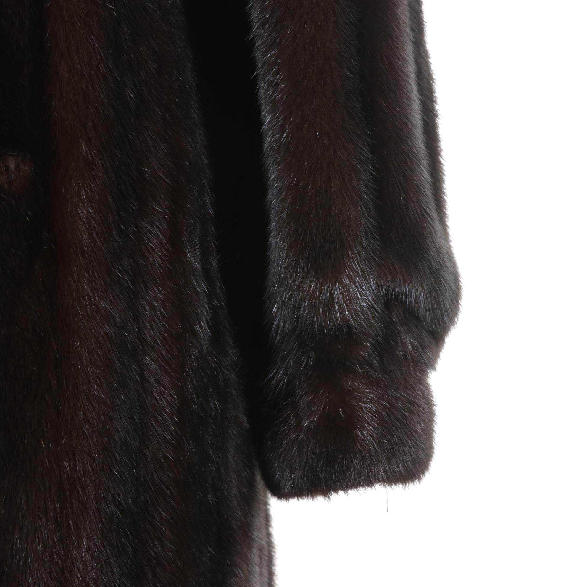 Mahogany Mink Fur Long Coat by Greenwich Furs