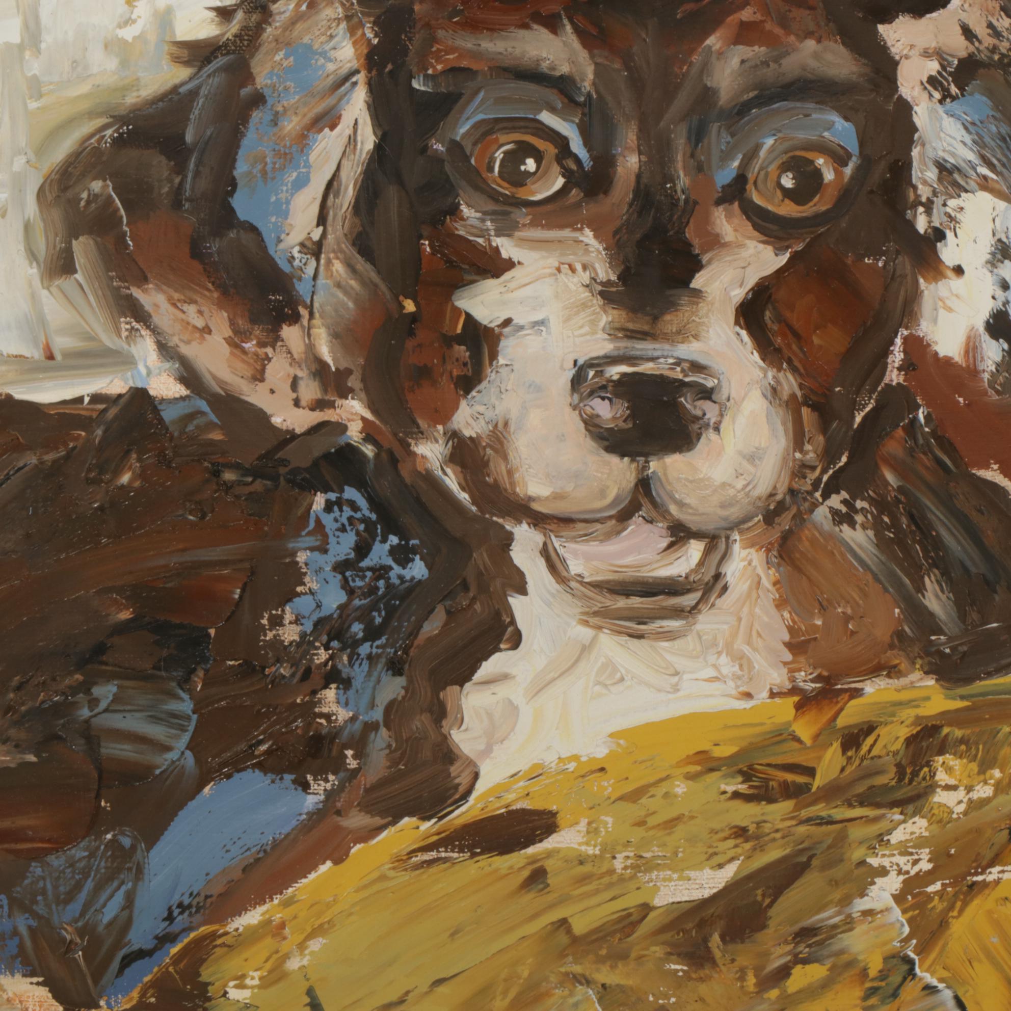 Impasto Oil Painting of Dogs
