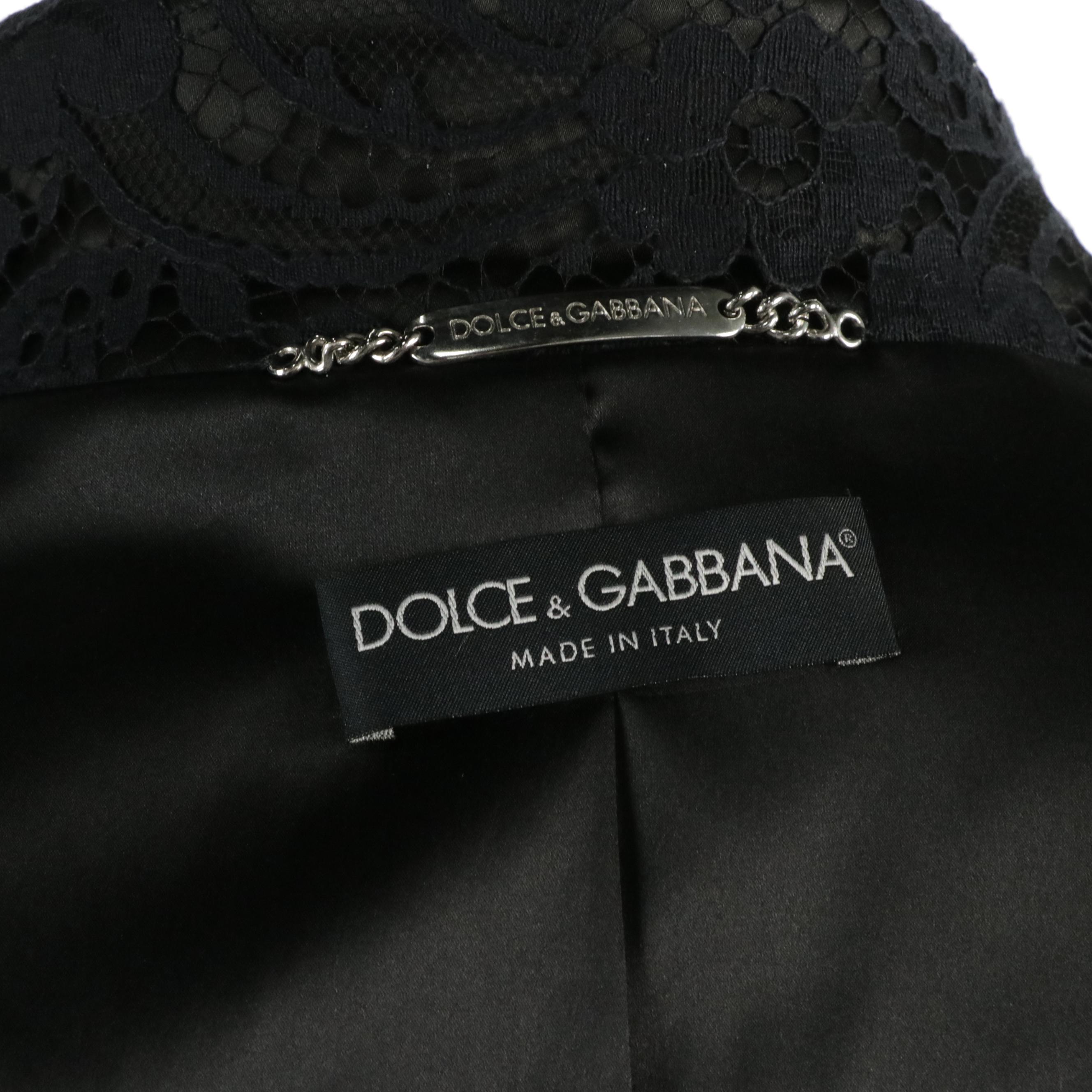 Dolce & Gabbana Snap-Front Blazer in Floral Cotton Lace