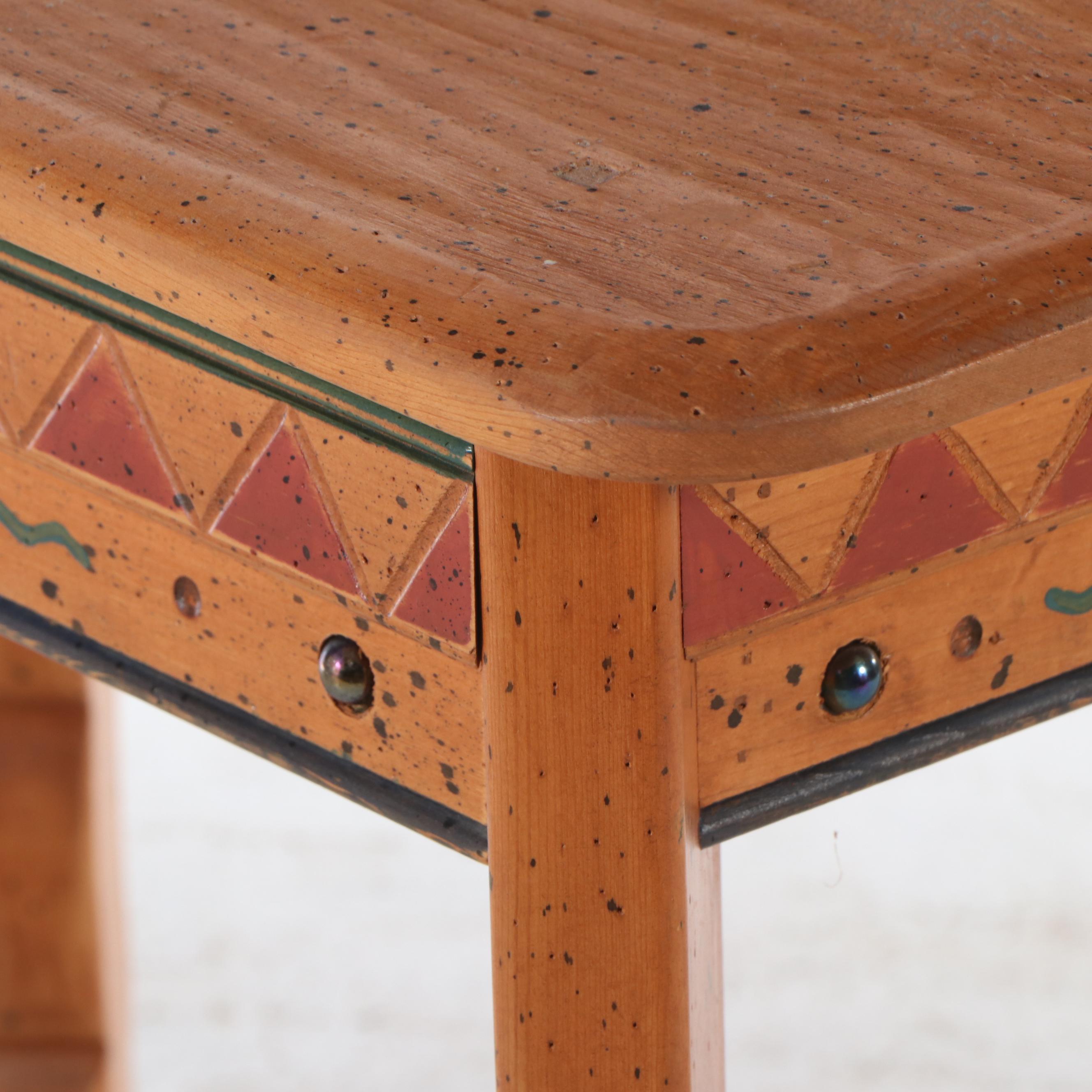 David Marsh Paint-Decorated Pine Single-Drawer Desk