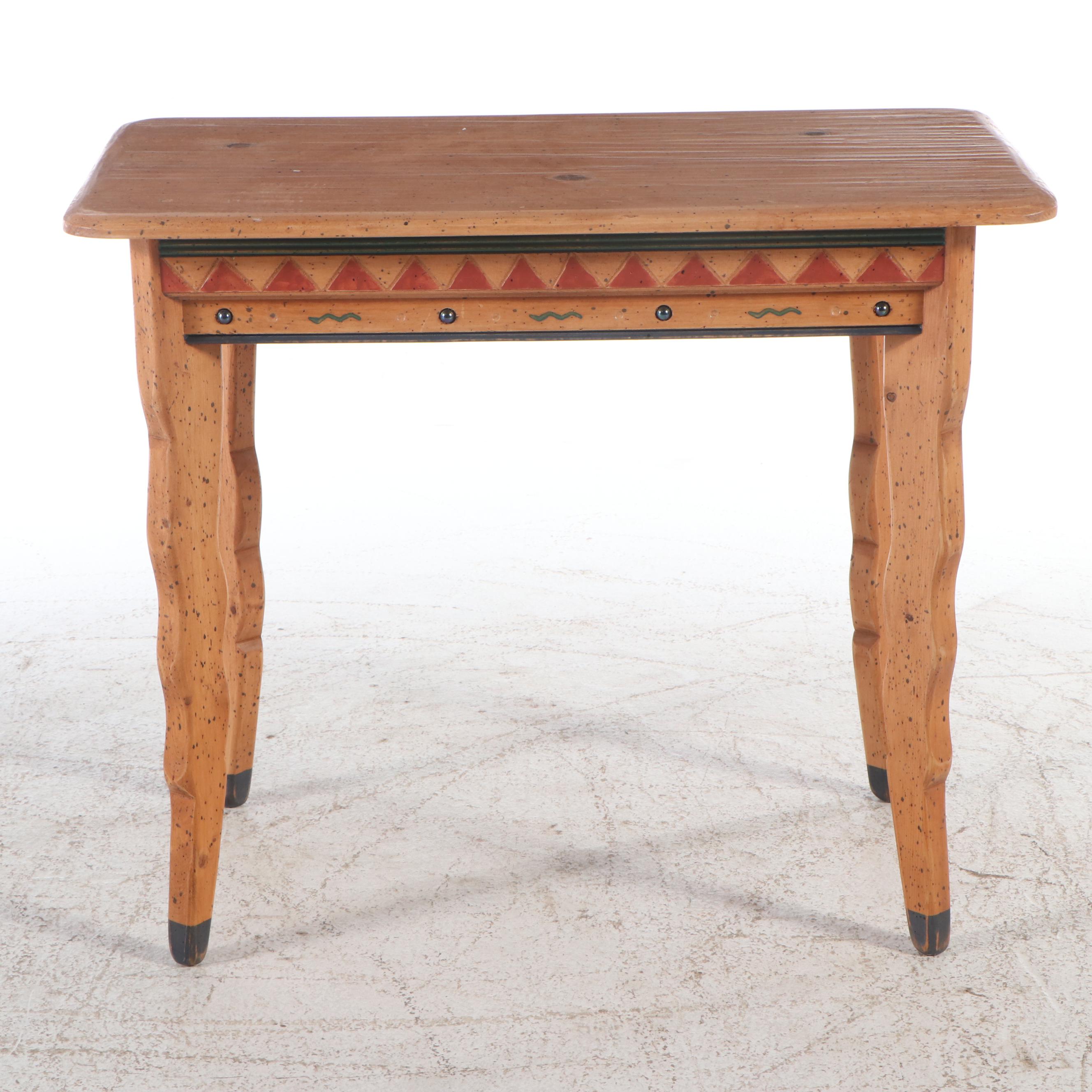 David Marsh Paint-Decorated Pine Single-Drawer Desk