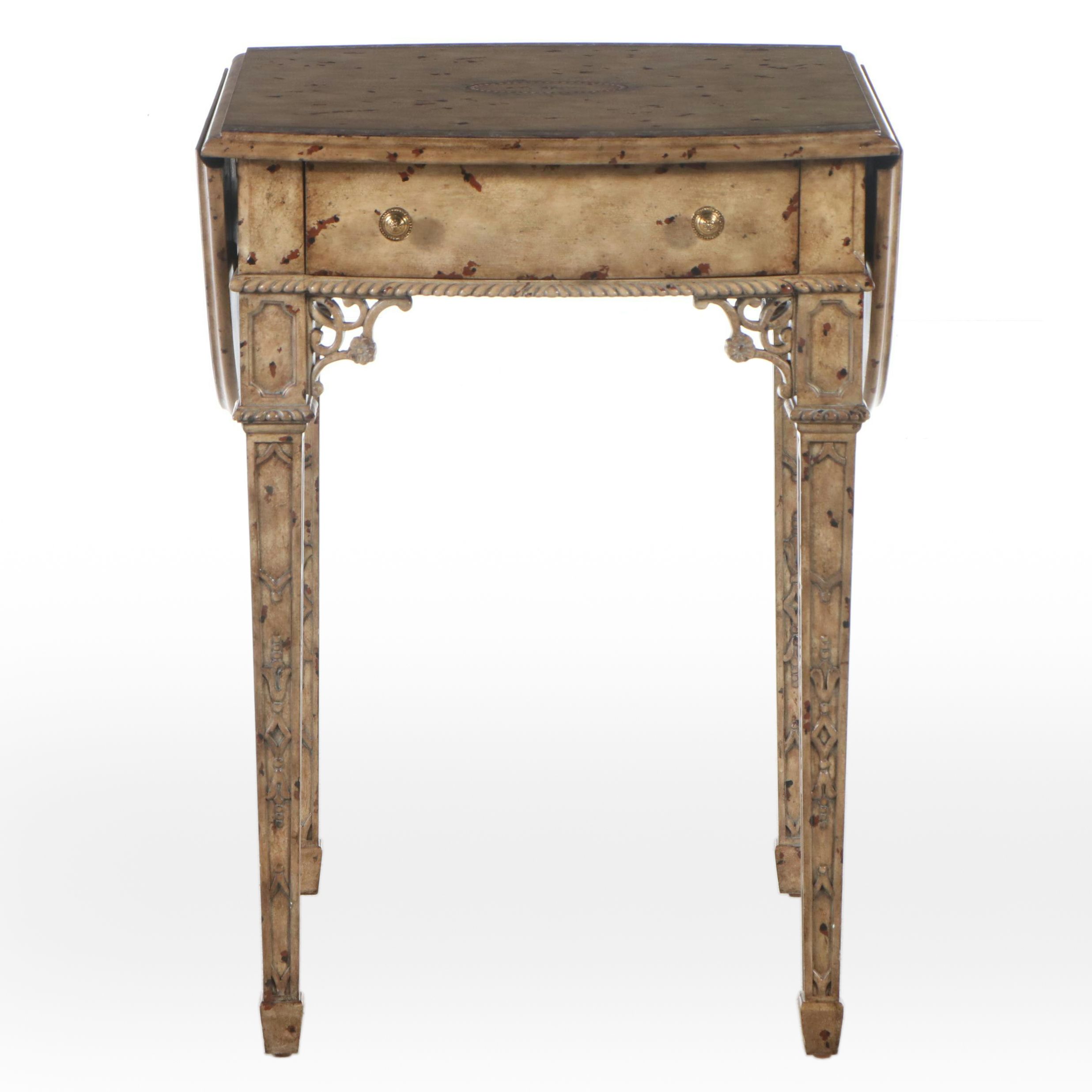 La Barge Painted Wood Drop-Leaf Side Table