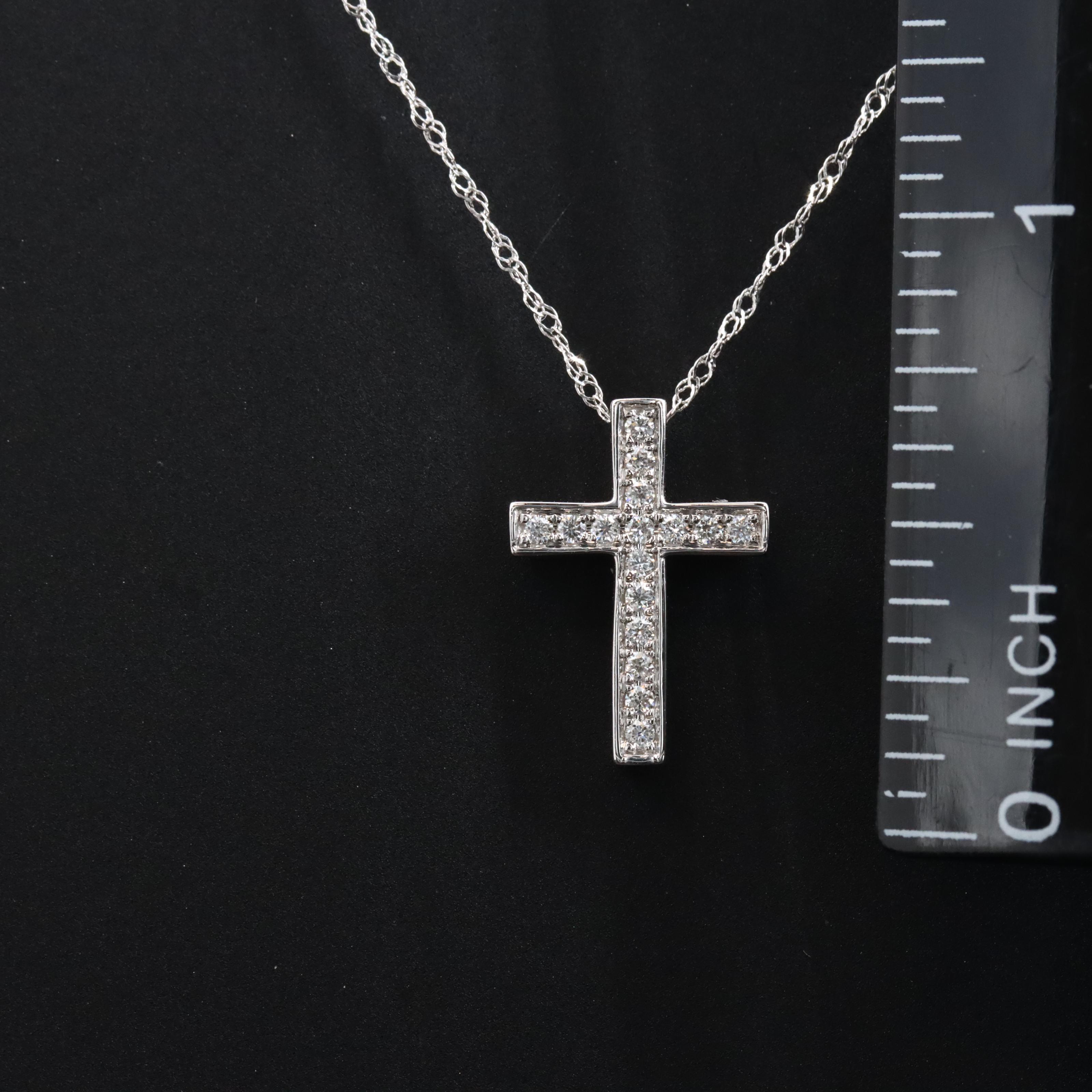 14K 0.16 CTW Diamond Cross Pendant Necklace