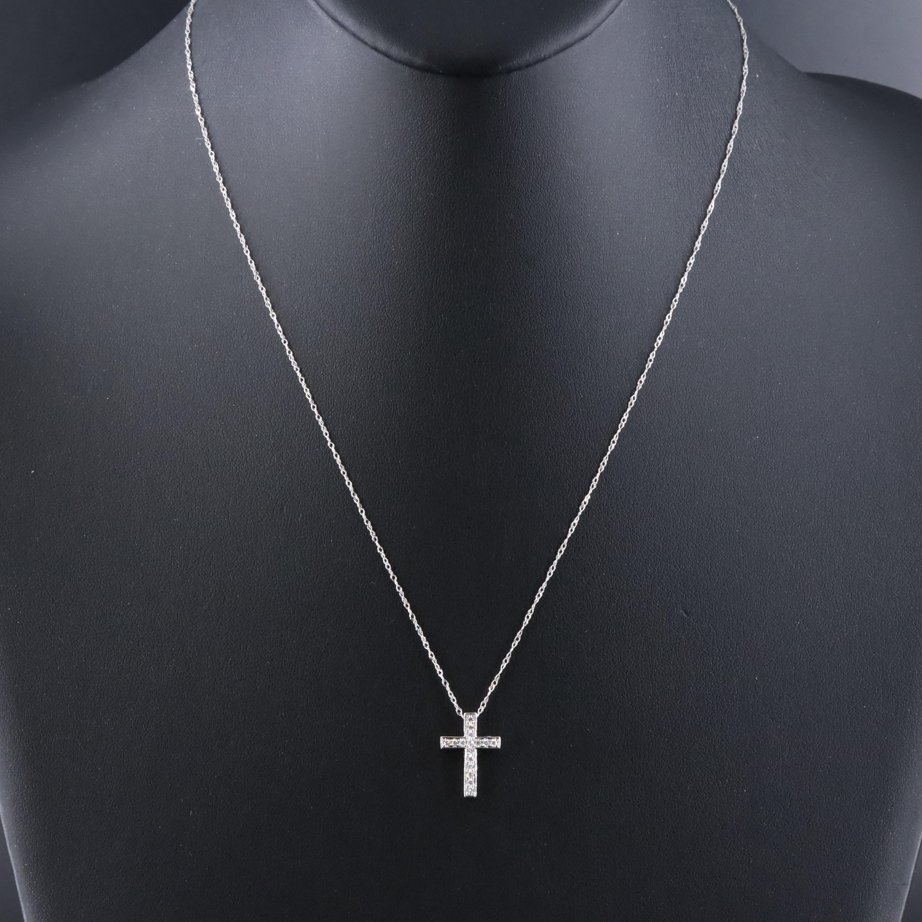 14K 0.16 CTW Diamond Cross Pendant Necklace