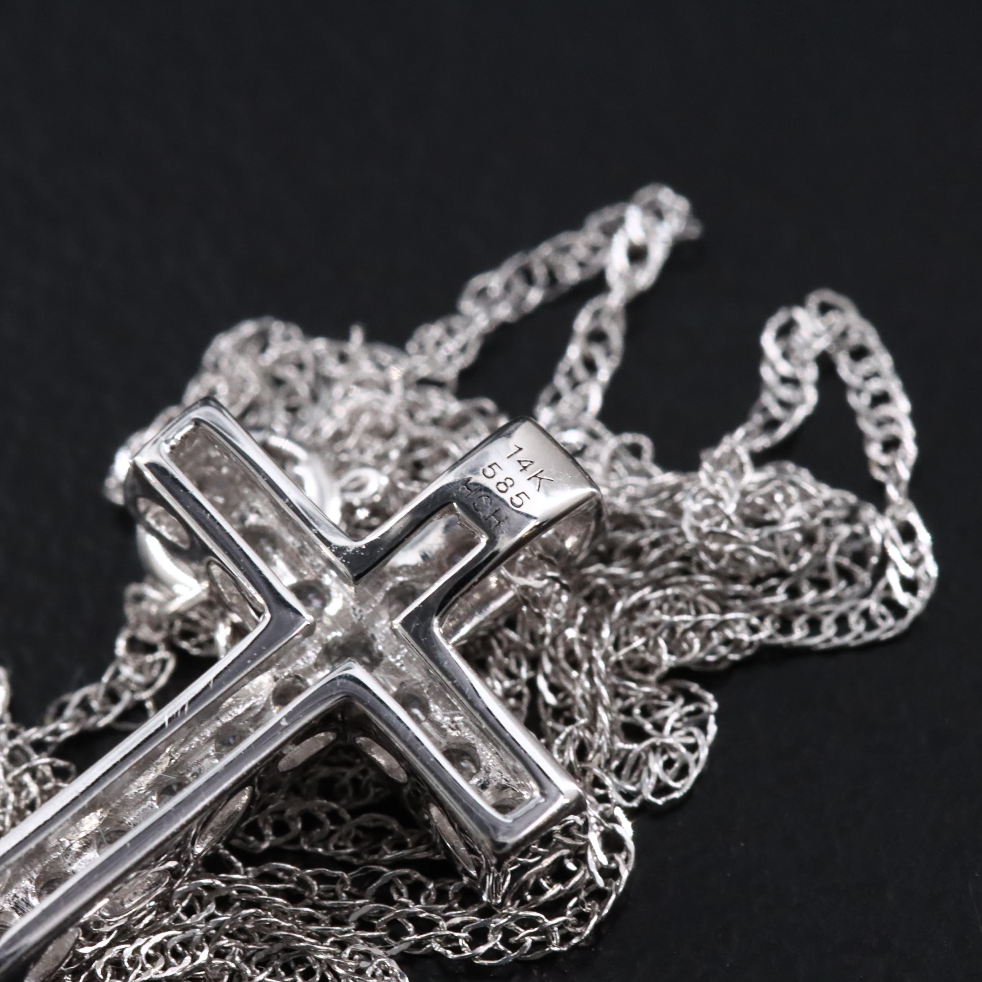 14K 0.16 CTW Diamond Cross Pendant Necklace