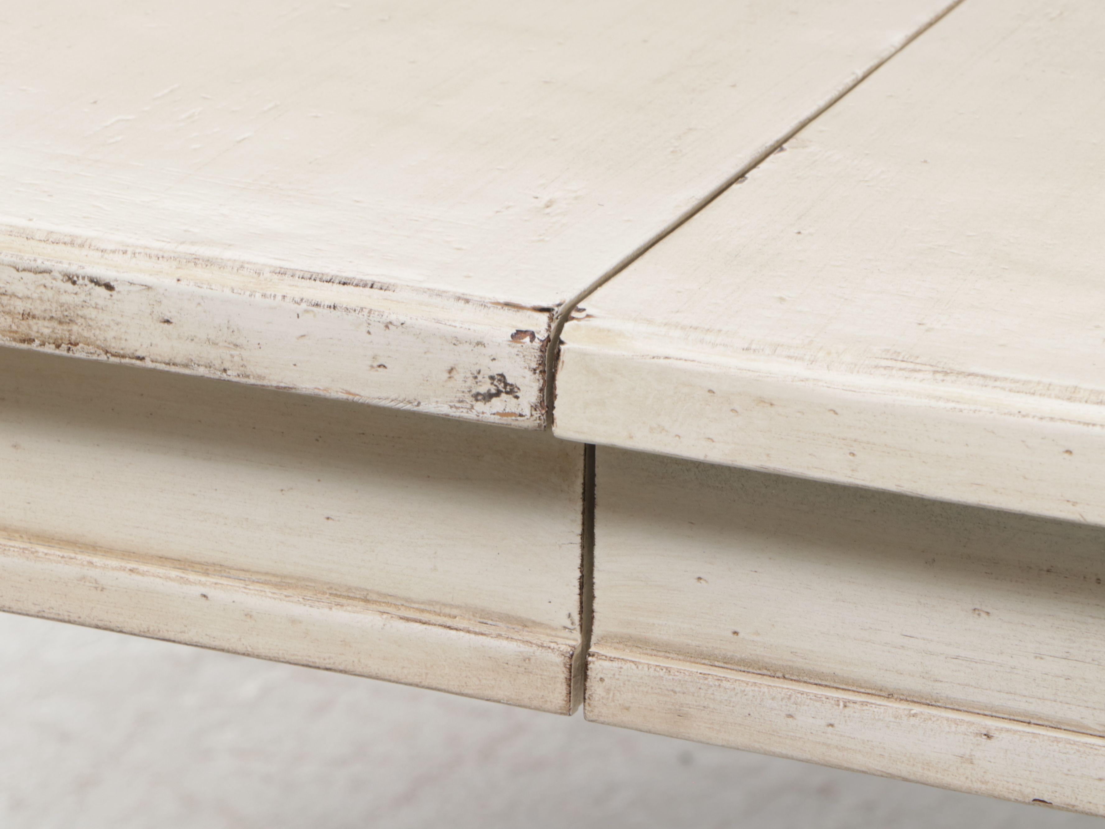 Ivory Painted Wood Pedestal Dining Table