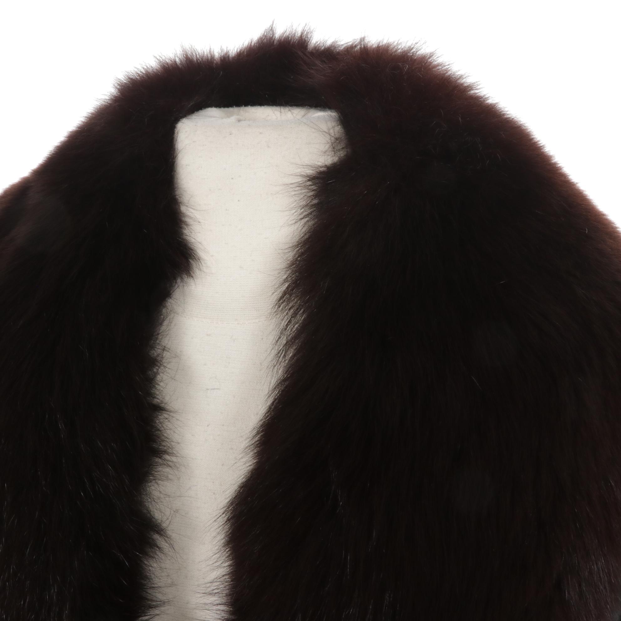 Black Leather Jacket with Fox Fur Collar