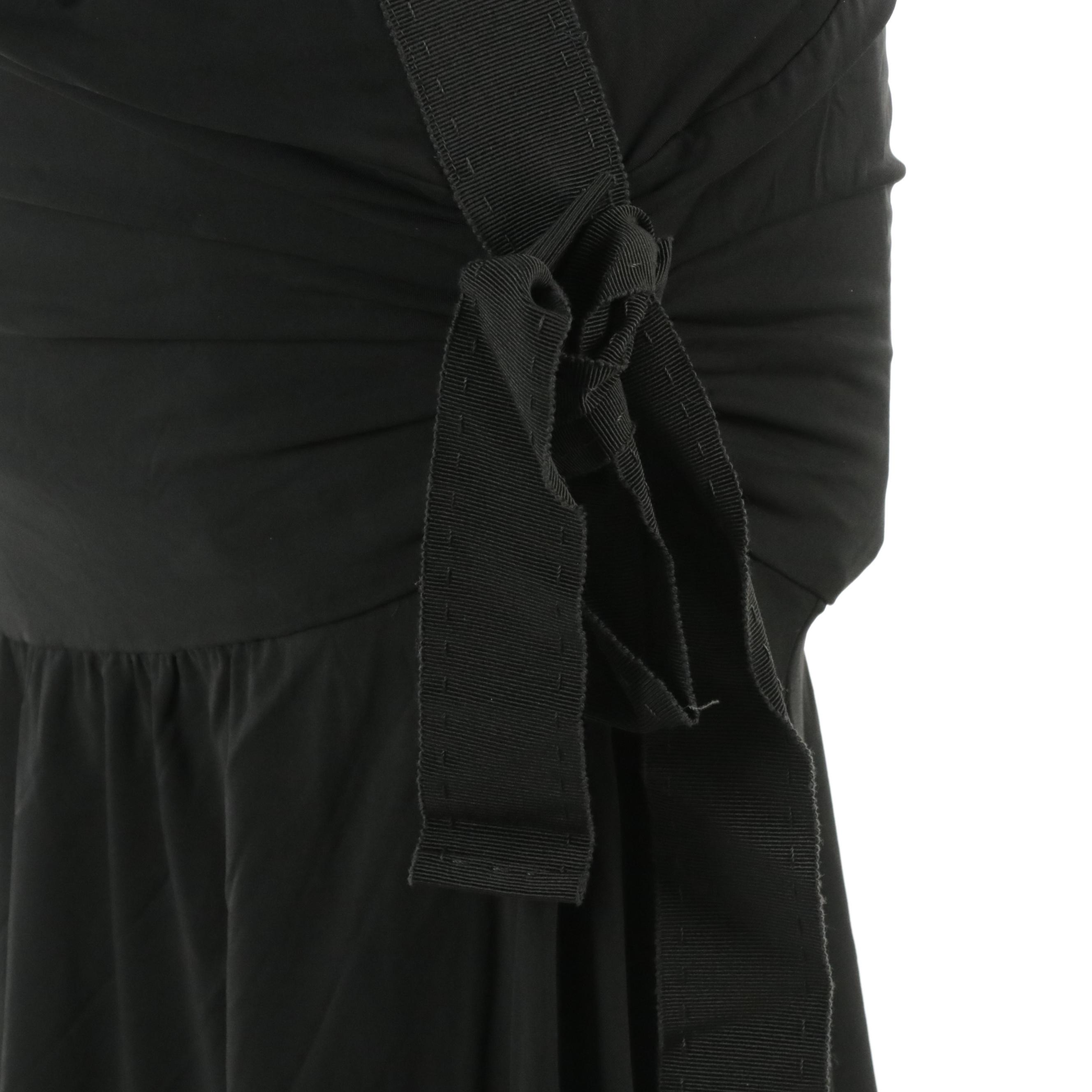 Roberto Cavalli Asymmetrical Draped Bow Skirt in Black Jersey Knit, With Tags