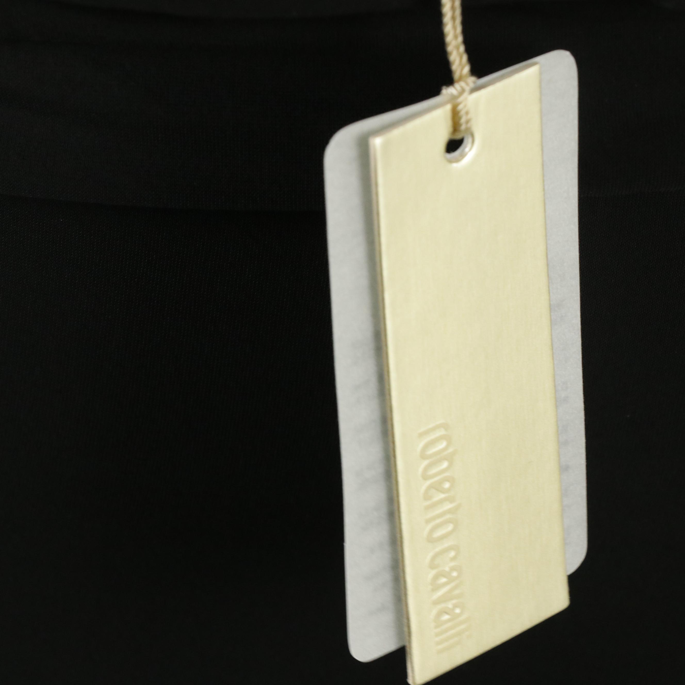 Roberto Cavalli Asymmetrical Draped Bow Skirt in Black Jersey Knit, With Tags