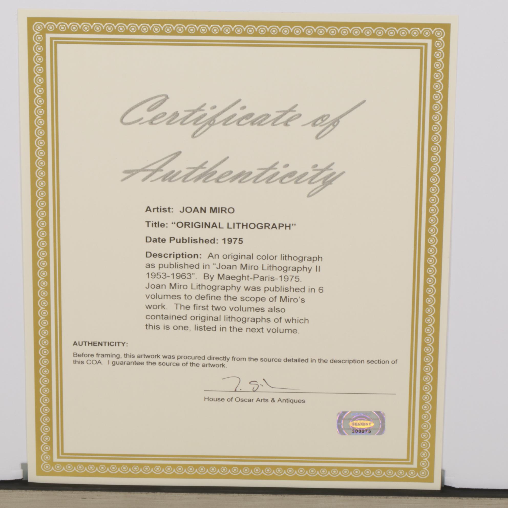 Joan Miró Double-Page Color Lithograph From "Lithographs II," 1975