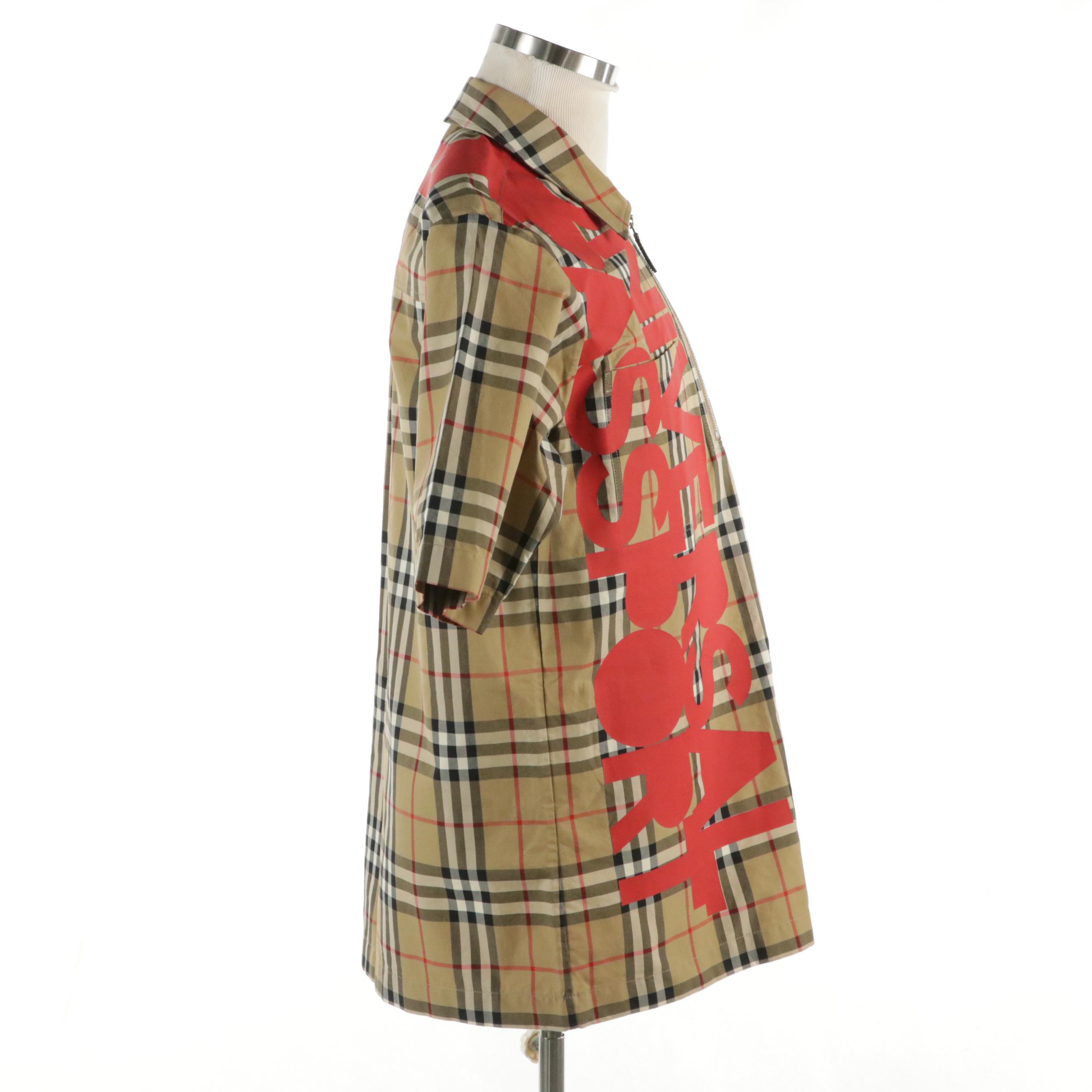 Men's Burberry Hadleigh Check Half-Zip Polo Shirt in "Archive Beige" Cotton