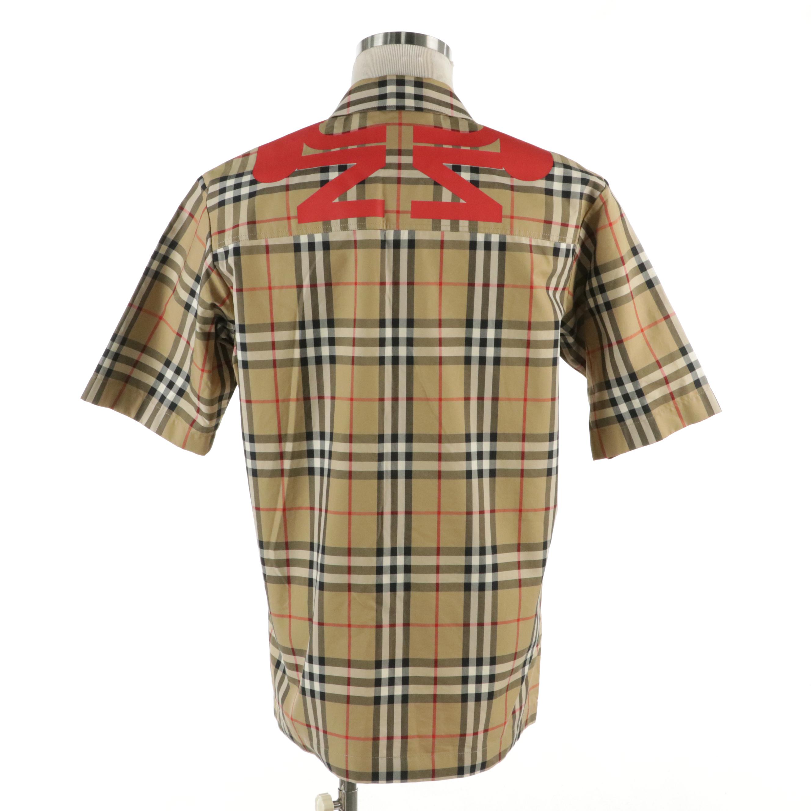 Men's Burberry Hadleigh Check Half-Zip Polo Shirt in "Archive Beige" Cotton