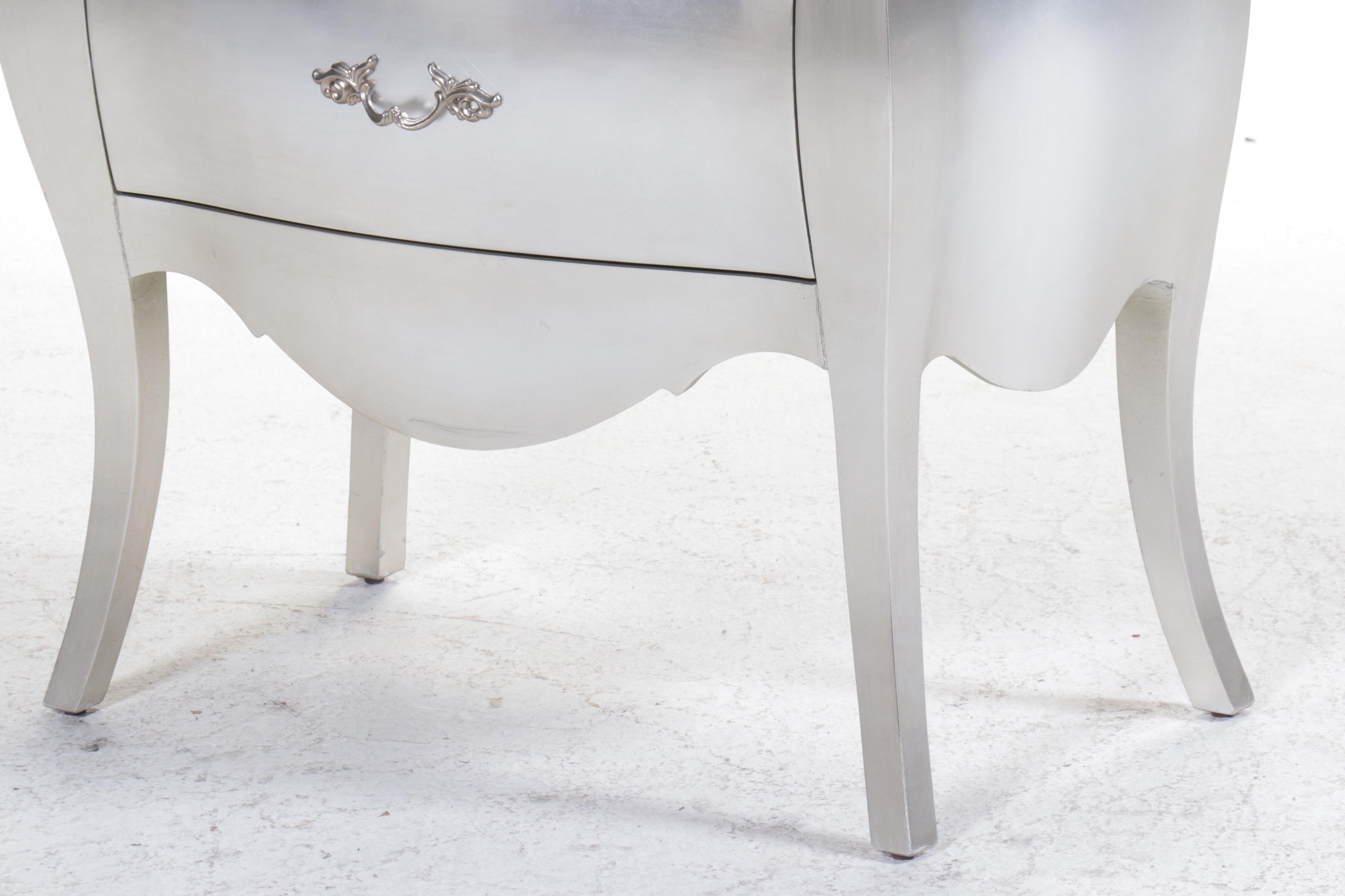 Pier 1 "Camellia" Silvered Two-Drawer Bombé Chest