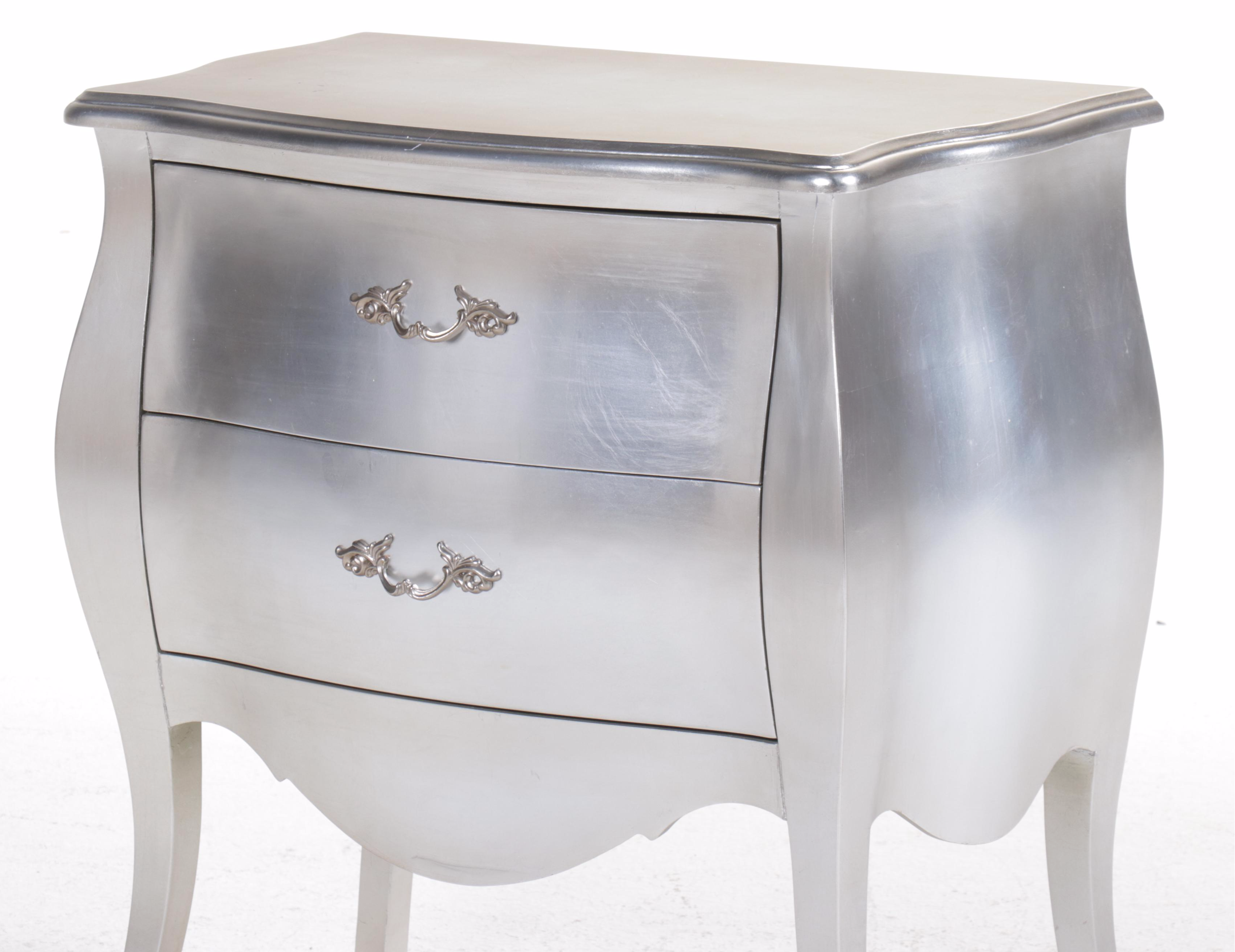 Pier 1 "Camellia" Silvered Two-Drawer Bombé Chest