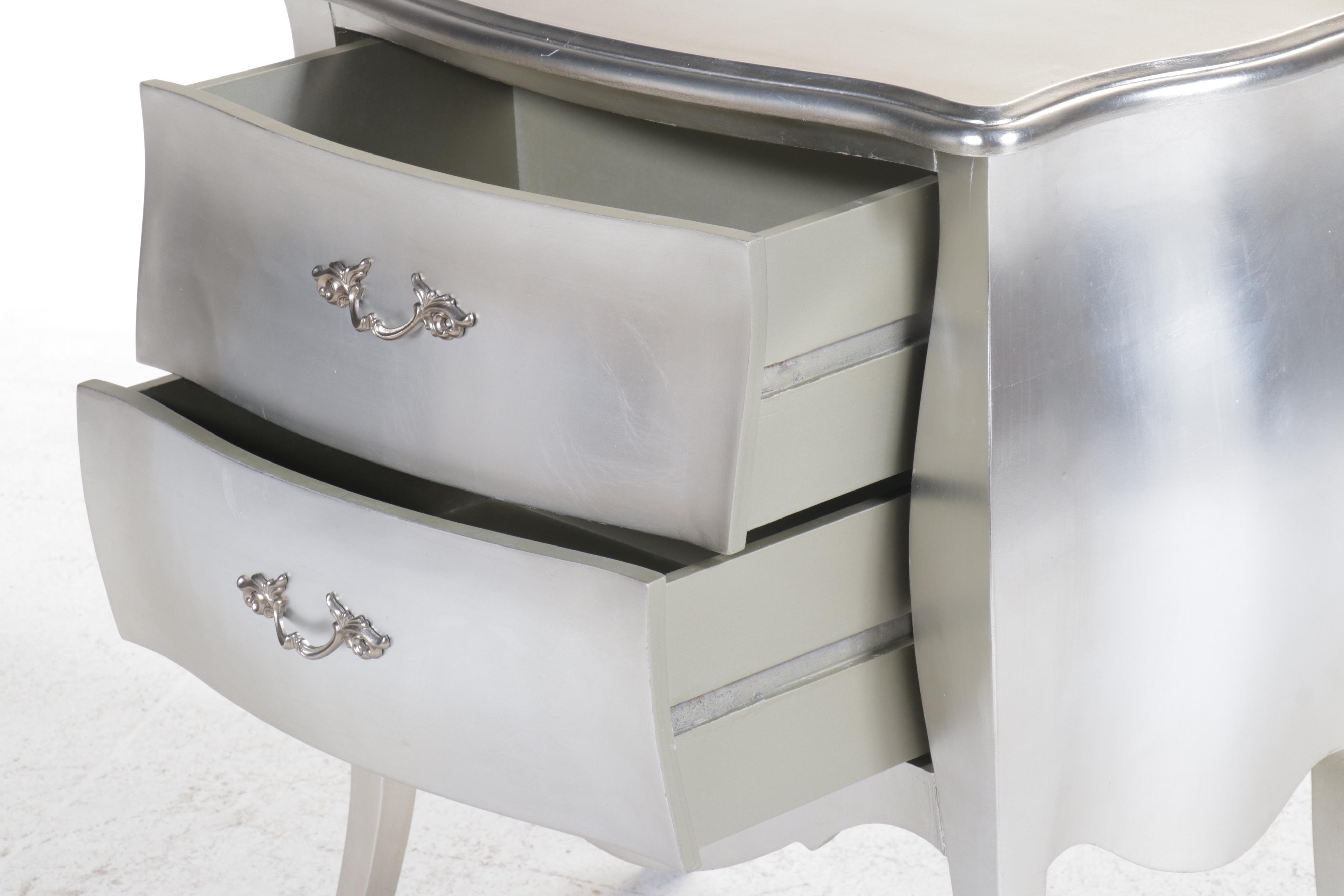 Pier 1 "Camellia" Silvered Two-Drawer Bombé Chest