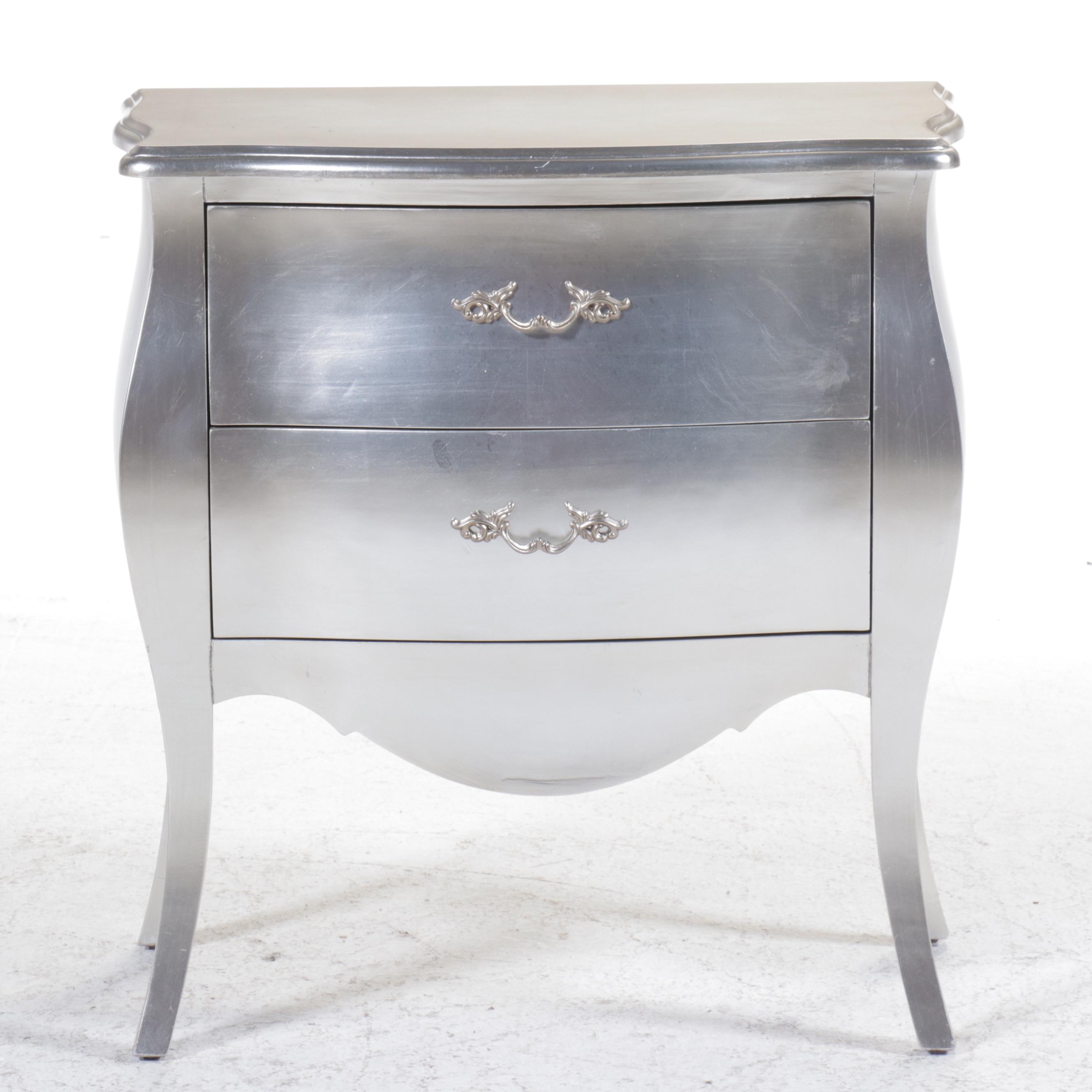 Pier 1 "Camellia" Silvered Two-Drawer Bombé Chest