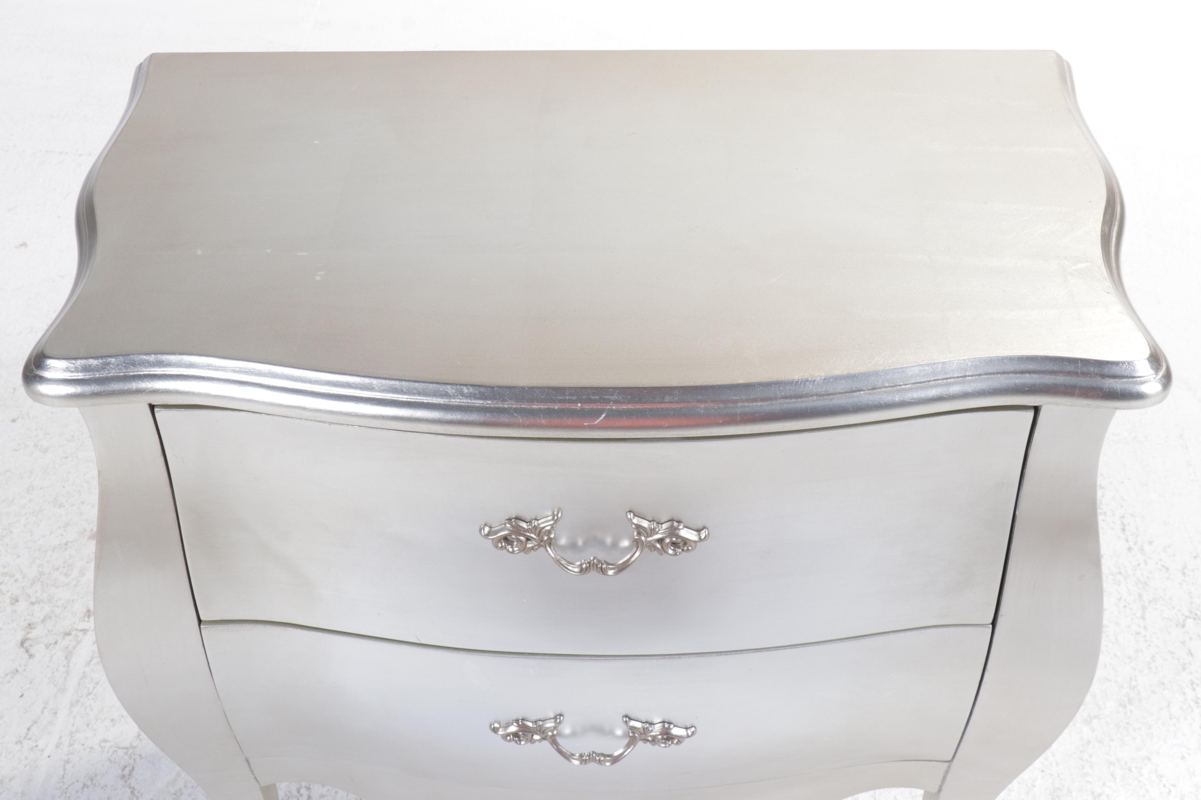 Pier 1 "Camellia" Silvered Two-Drawer Bombé Chest