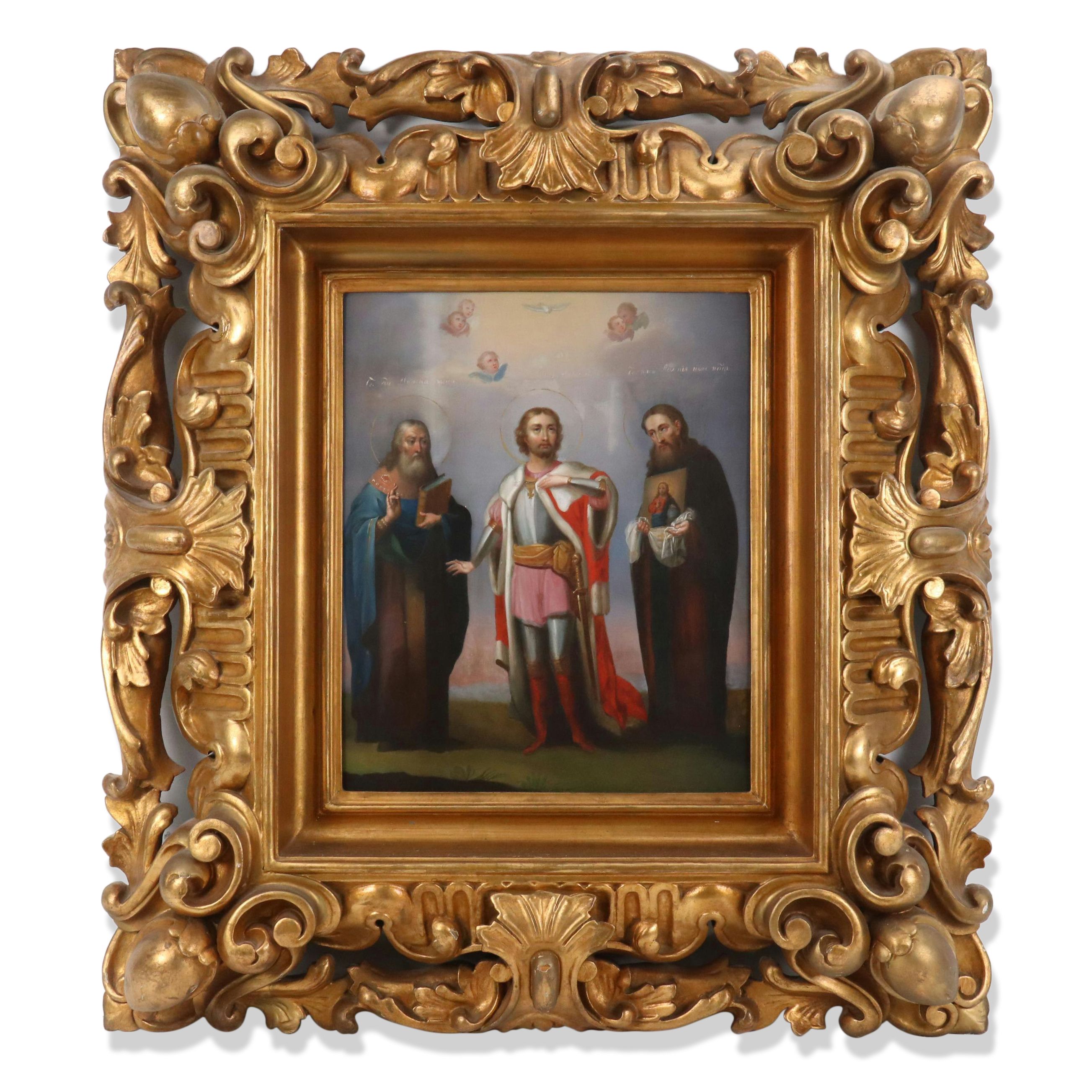 Russian Icon Painting Featuring Saint Alexander Nevsky, Mid-19th Century