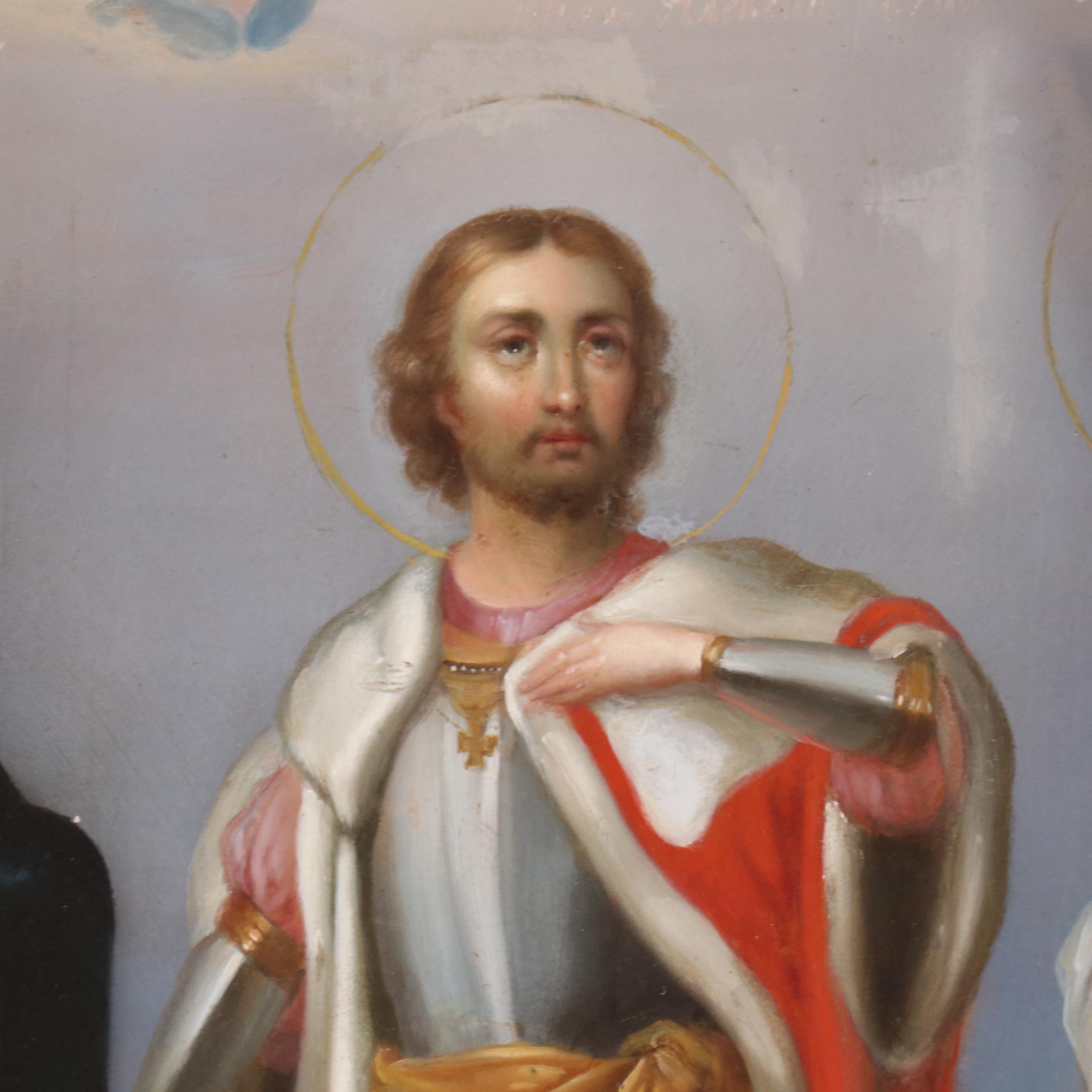 Russian Icon Painting Featuring Saint Alexander Nevsky, Mid-19th Century