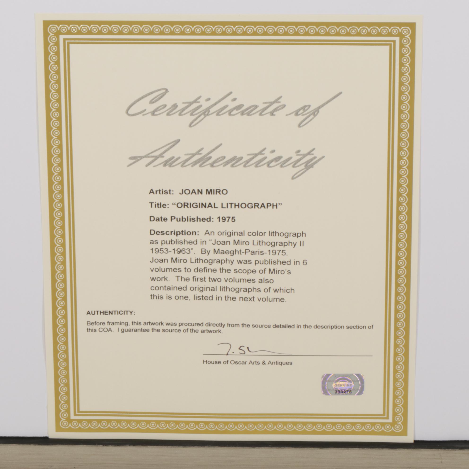 Joan Miró Double-Page Color Lithograph From "Lithographs II," 1975