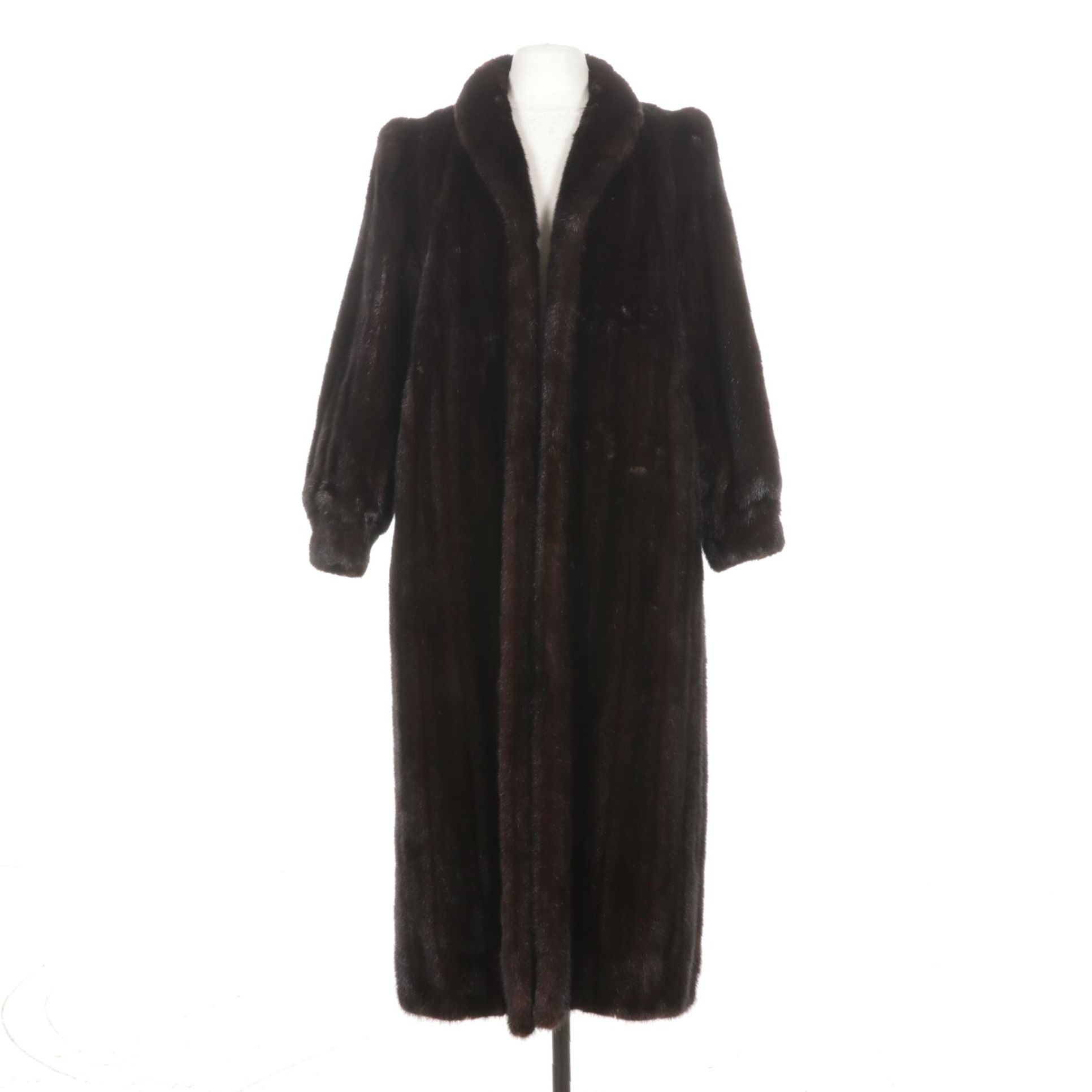 Mahogany Mink Fur Long Coat by Greenwich Furs
