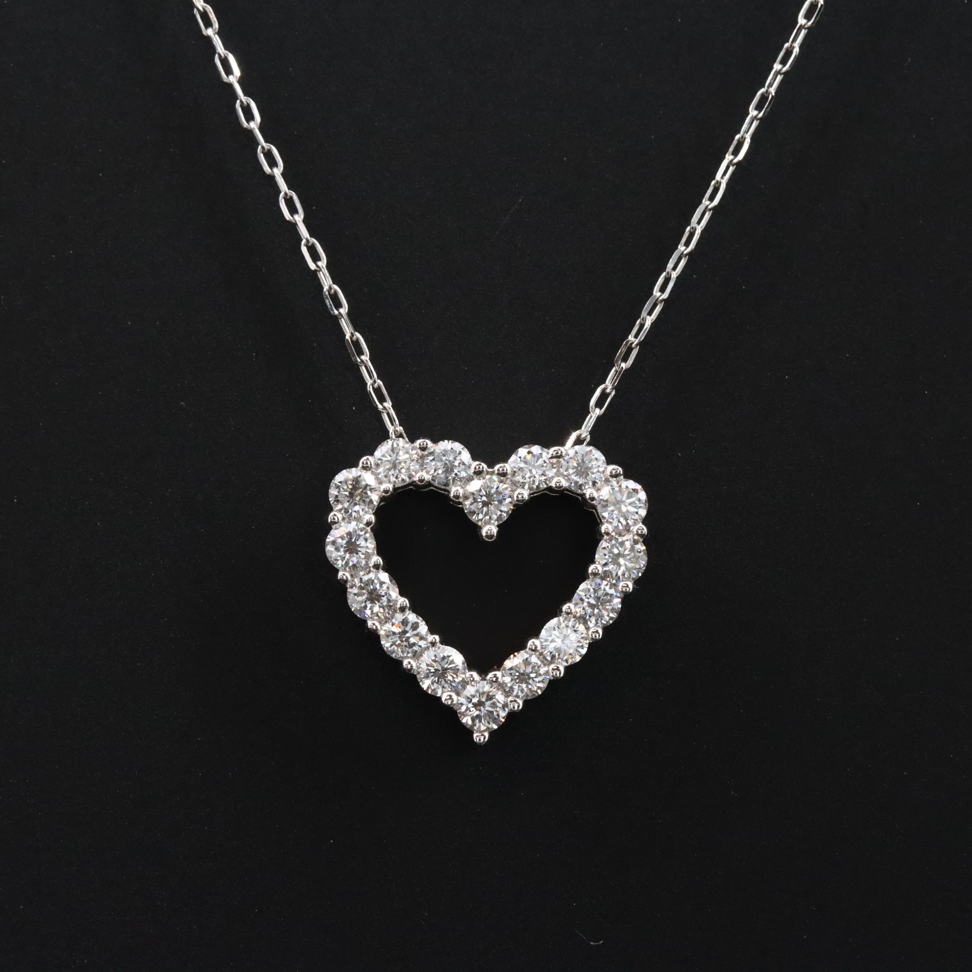 14K 1.00 CTW Lab Grown Diamond Heart Pendant Necklace