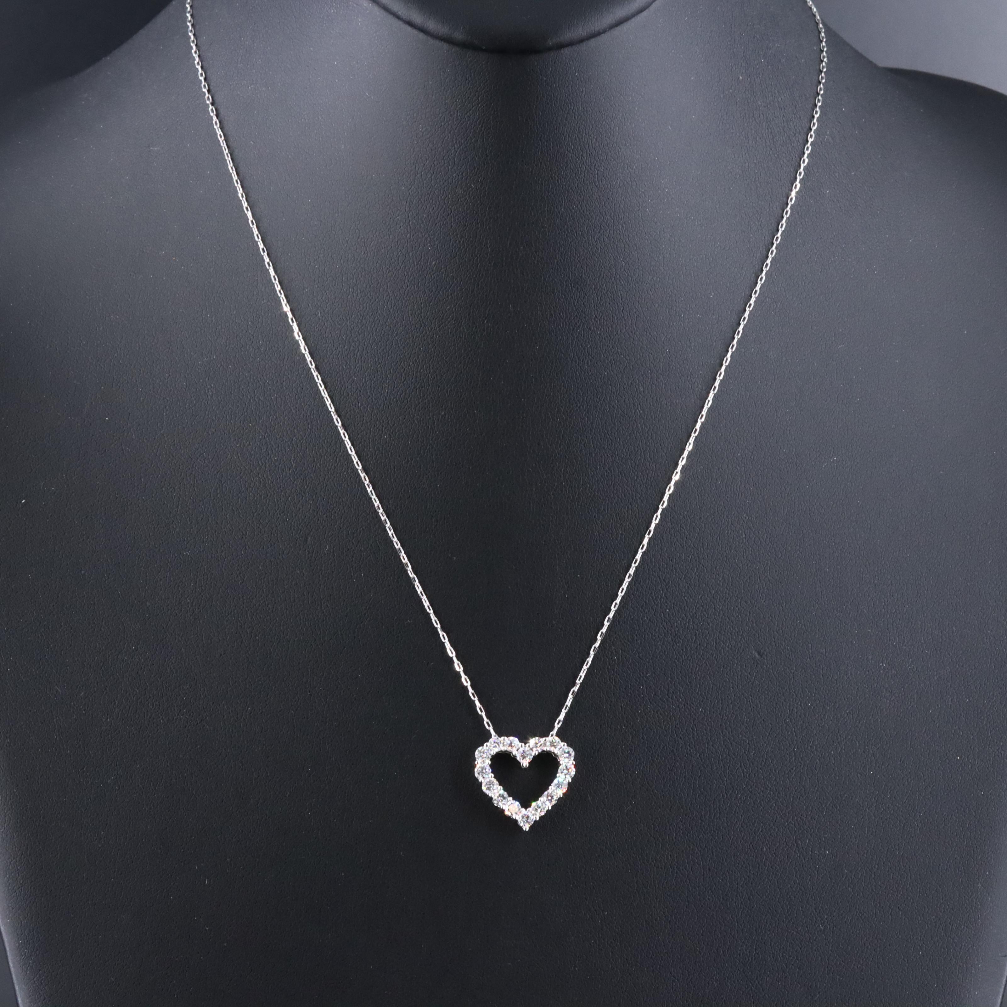 14K 1.00 CTW Lab Grown Diamond Heart Pendant Necklace