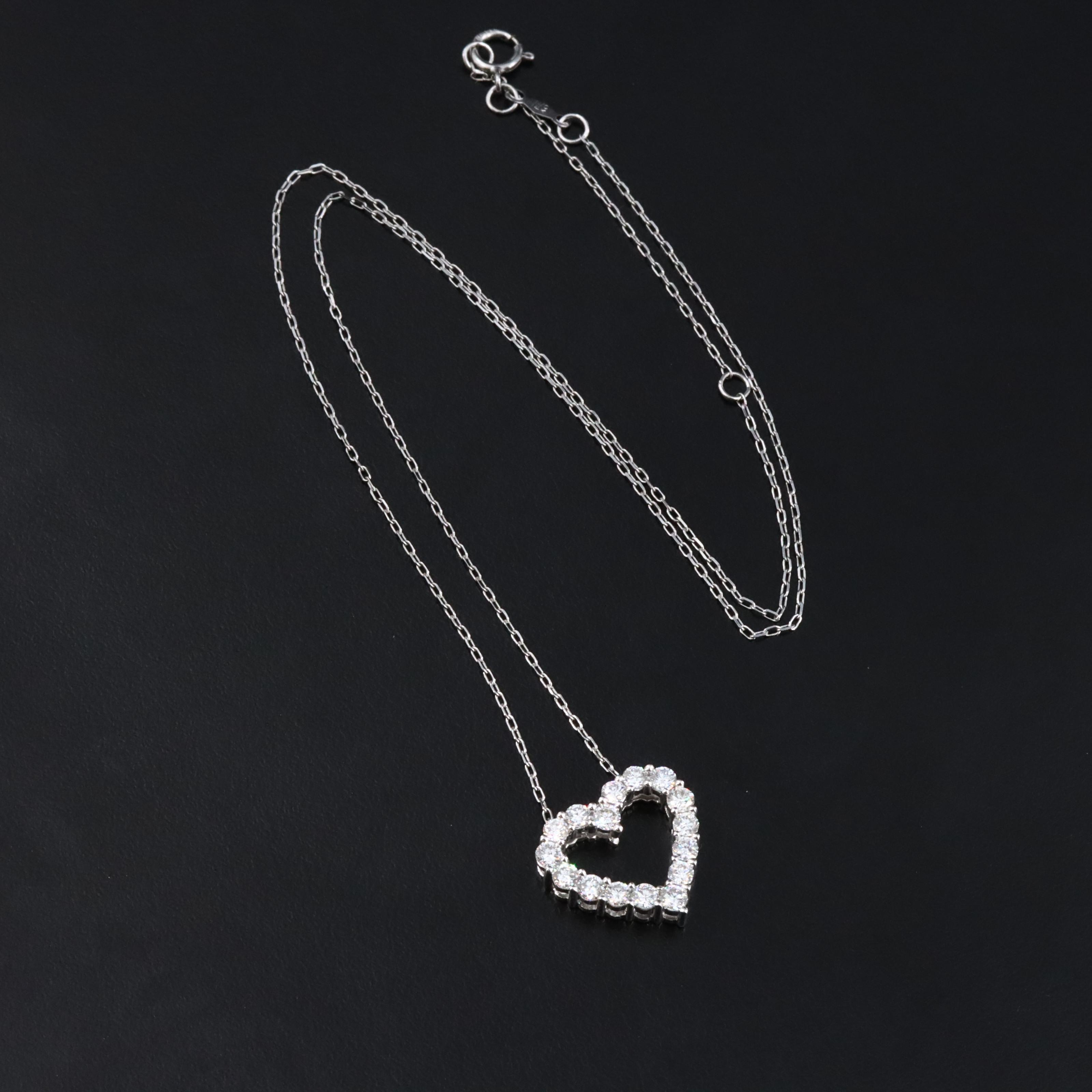 14K 1.00 CTW Lab Grown Diamond Heart Pendant Necklace