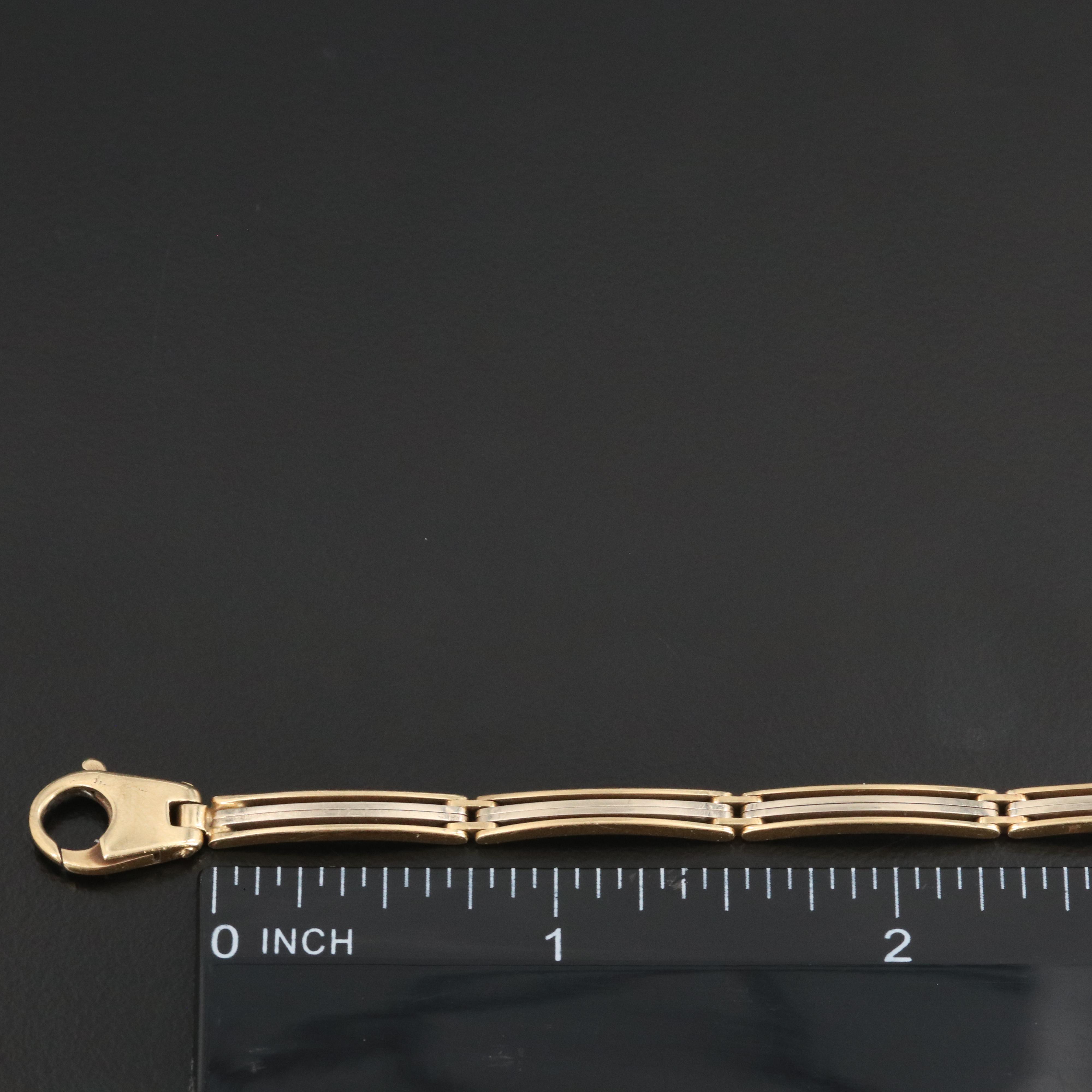 Italian 14K Two-Tone Curved Bar Link Bracelet