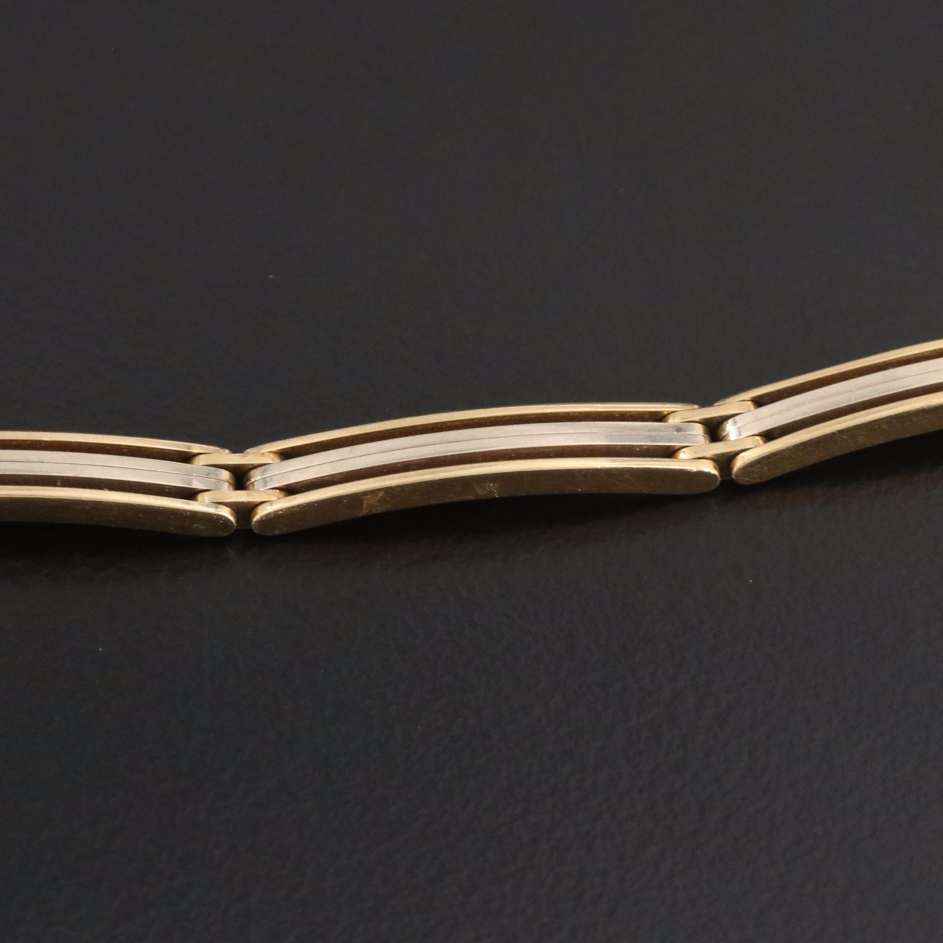Italian 14K Two-Tone Curved Bar Link Bracelet