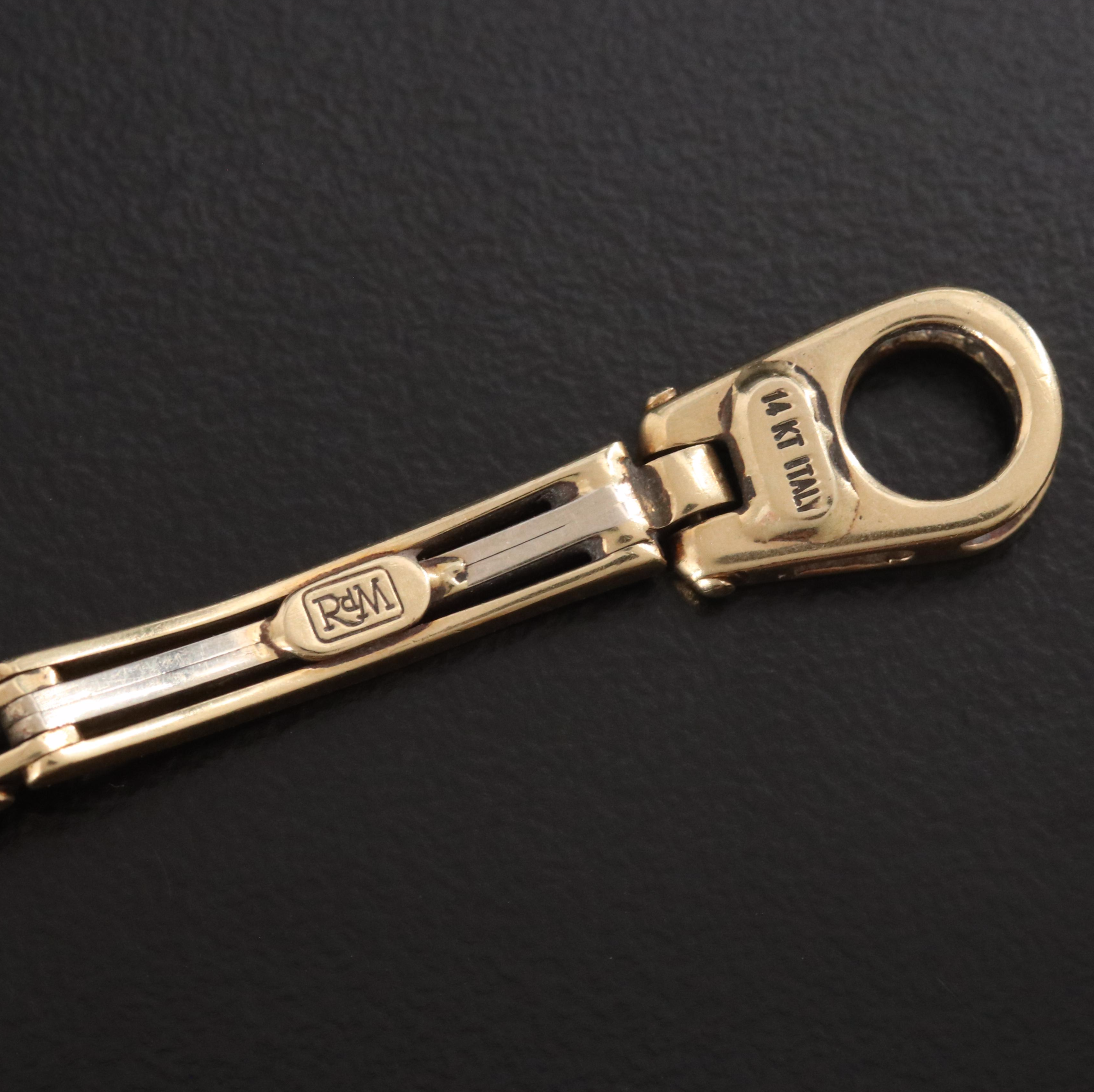 Italian 14K Two-Tone Curved Bar Link Bracelet