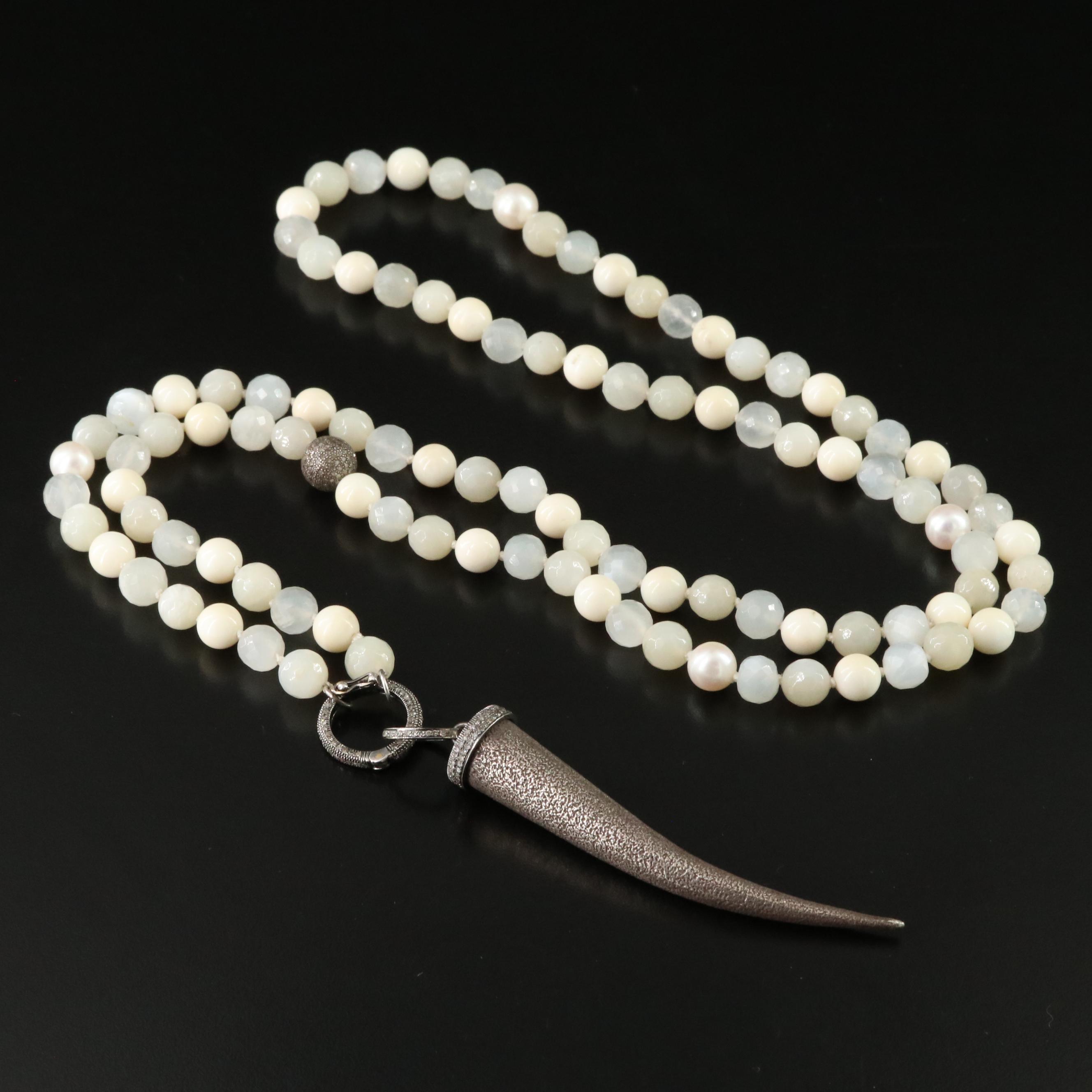 Sterling Gemstone and Diamond Necklace Attributed to Sheryl Lowe