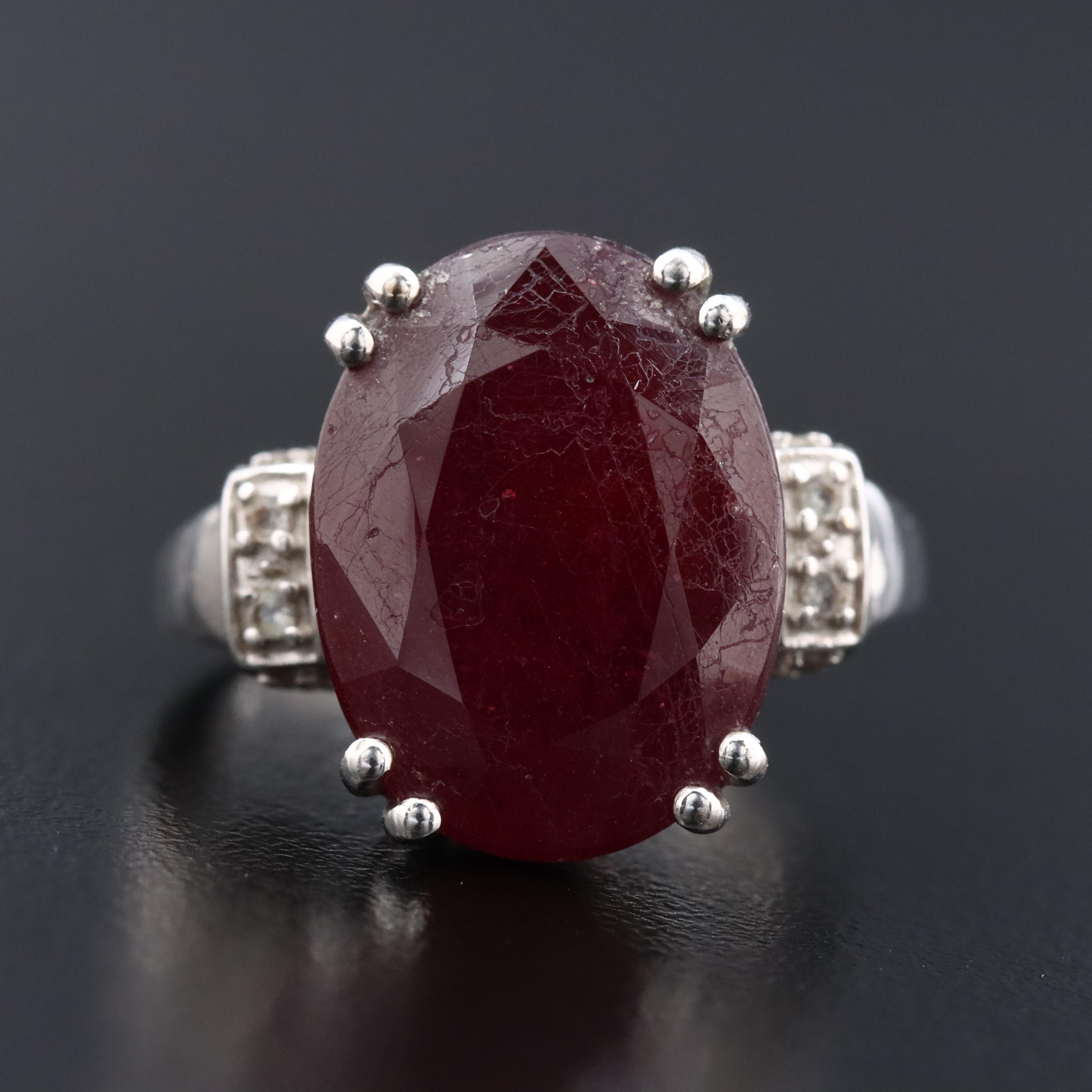 10K Filled Corundum and White Topaz Ring