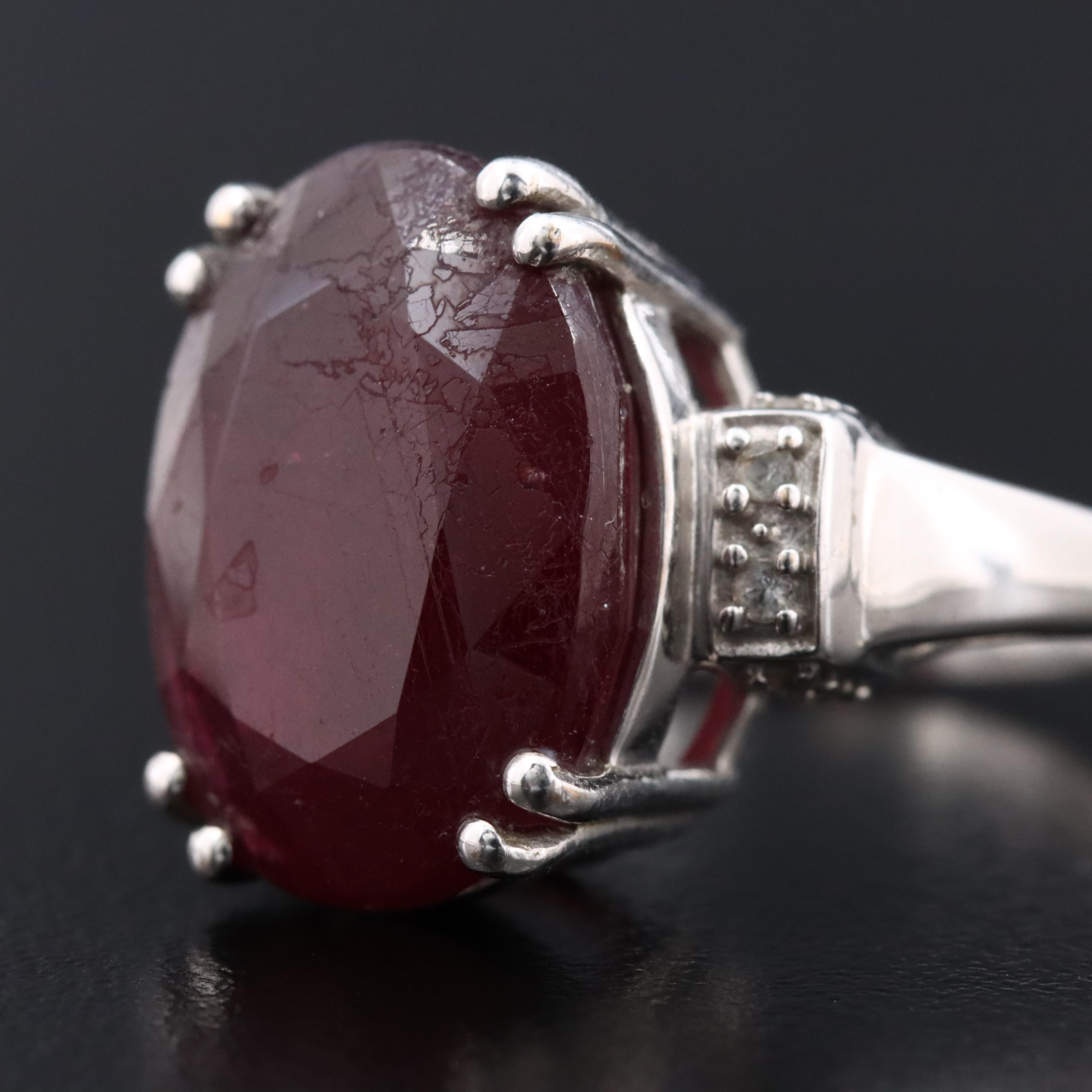 10K Filled Corundum and White Topaz Ring