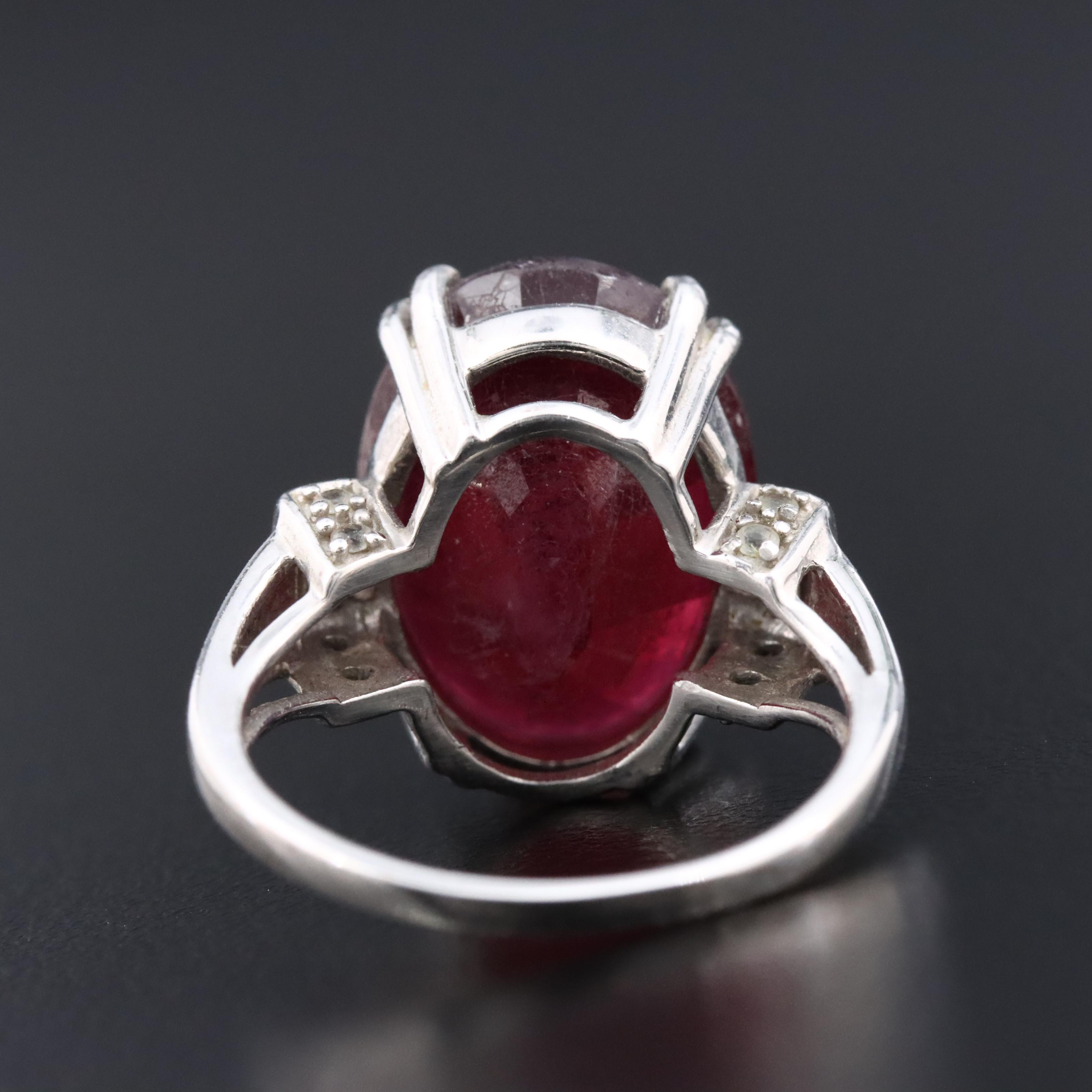 10K Filled Corundum and White Topaz Ring
