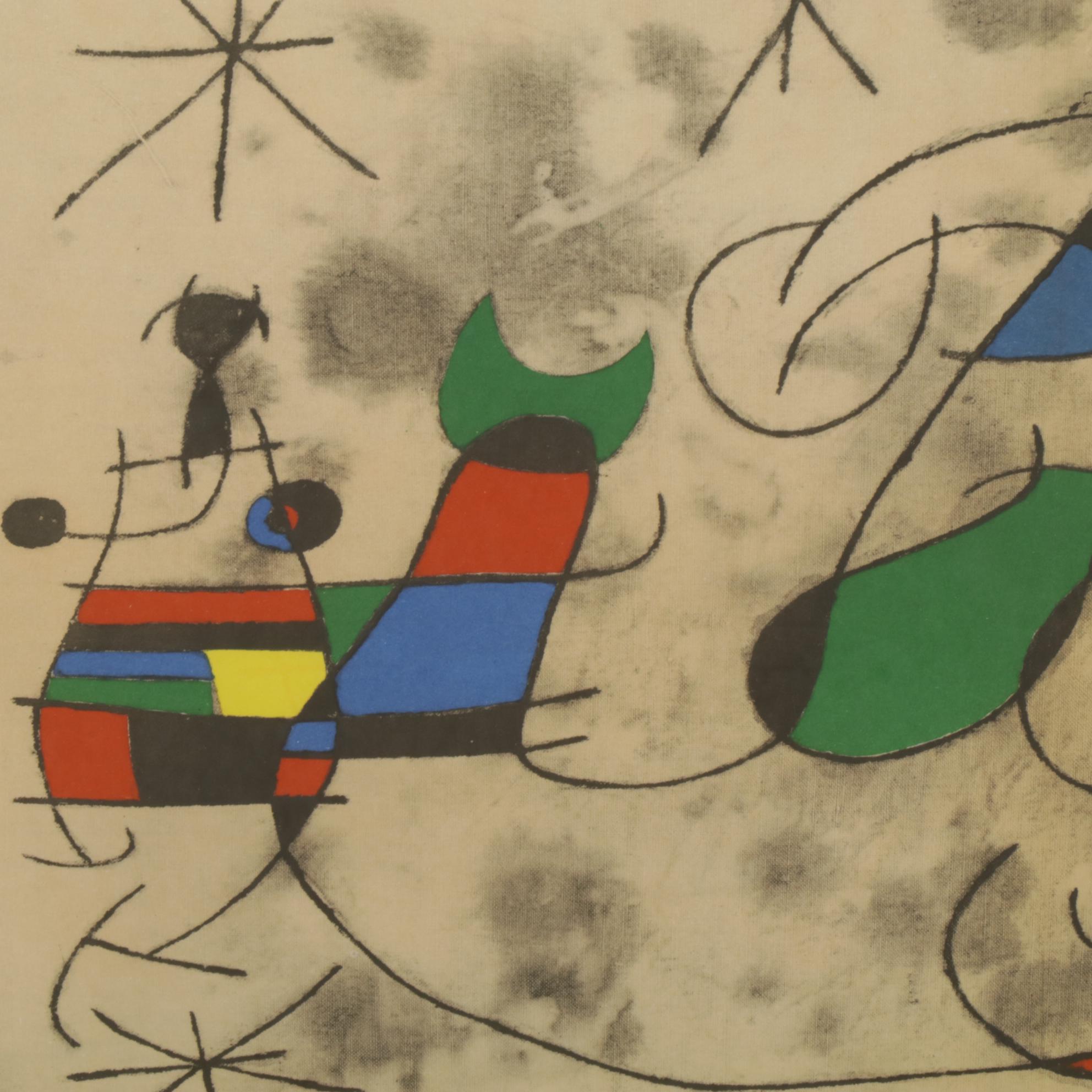 Joan Miró Double-Page Color Lithograph for "Derrière le Miroir," 1967