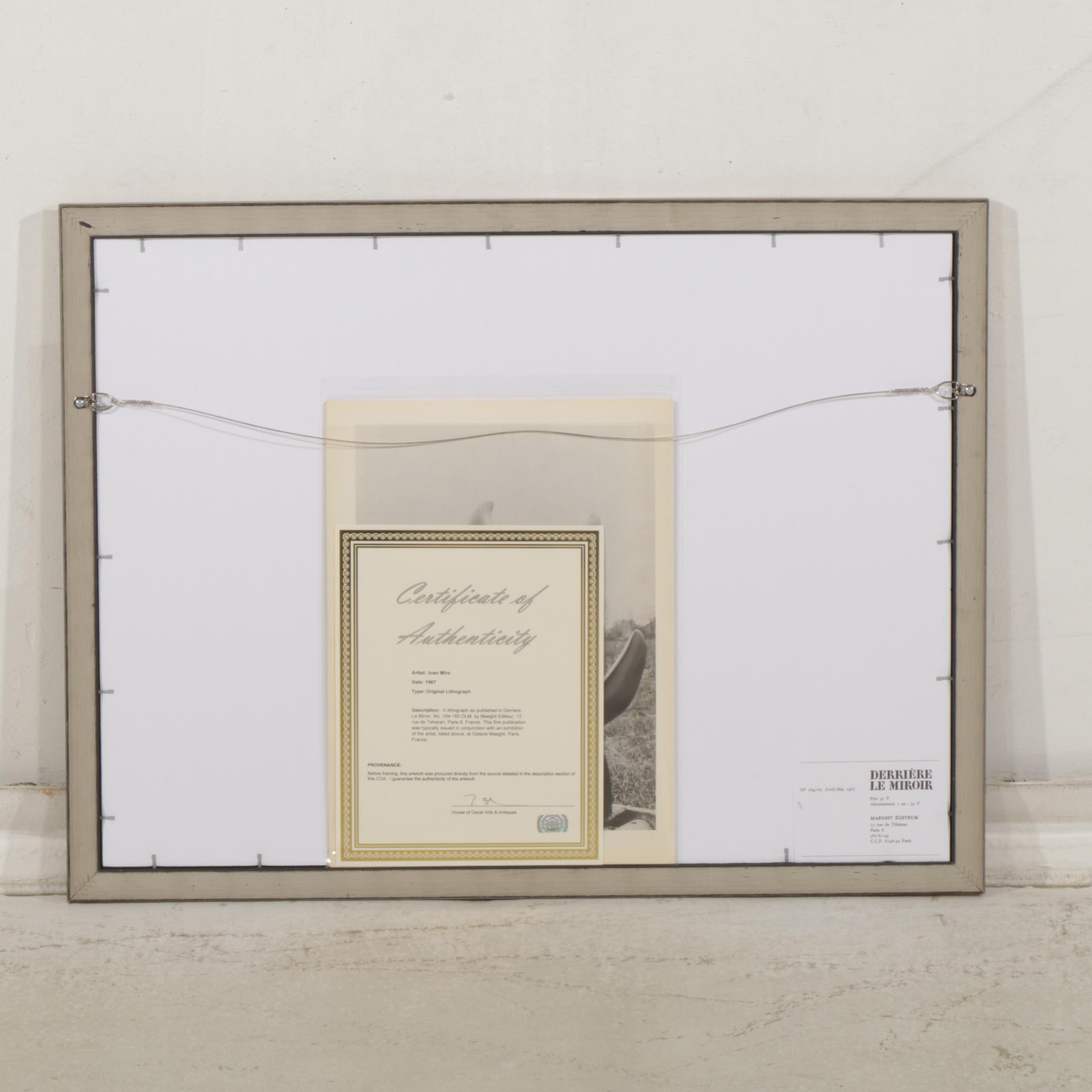 Joan Miró Double-Page Color Lithograph for "Derrière le Miroir," 1967