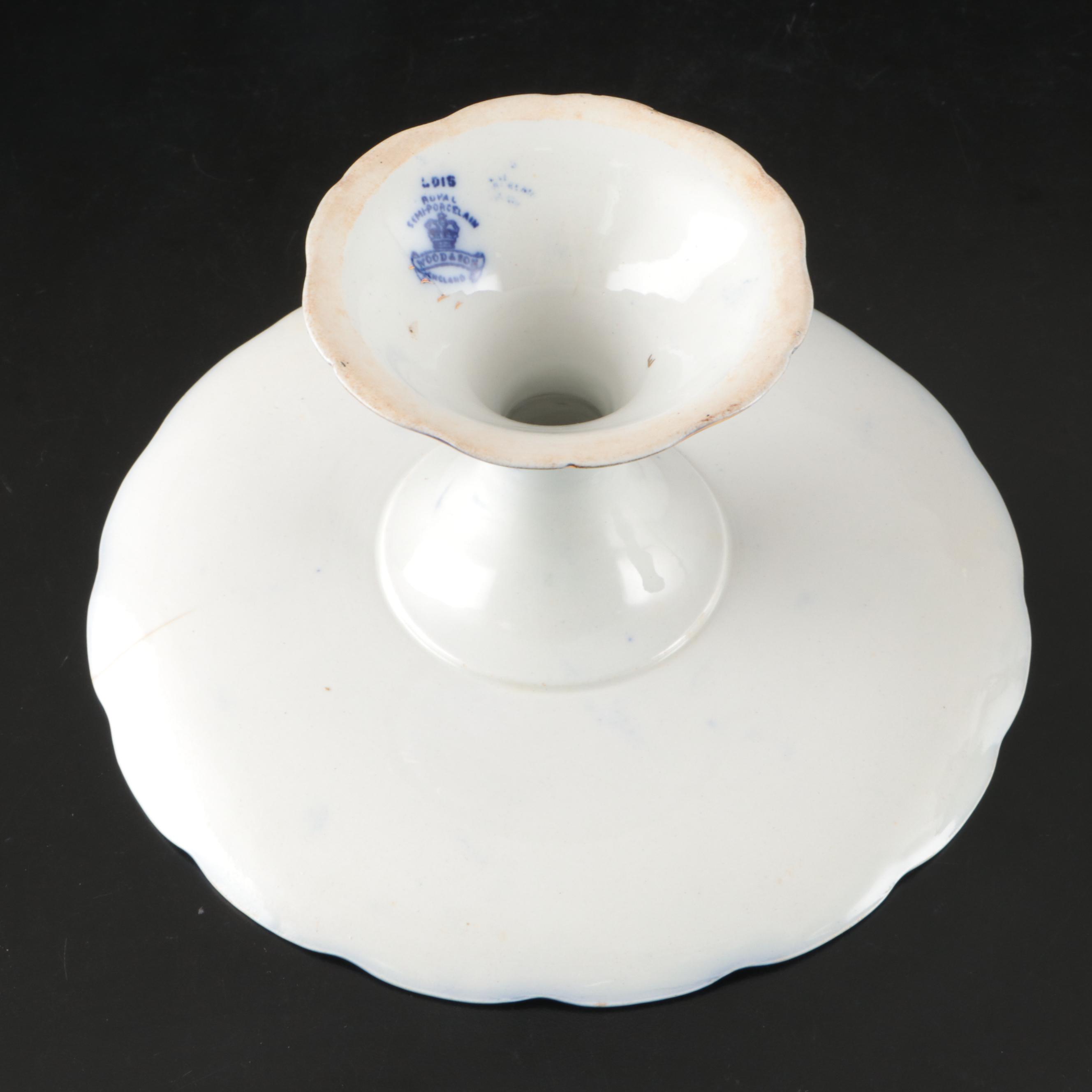 Wood & Son "Lois" Cake Stand with Other English Flow Blue Tableware