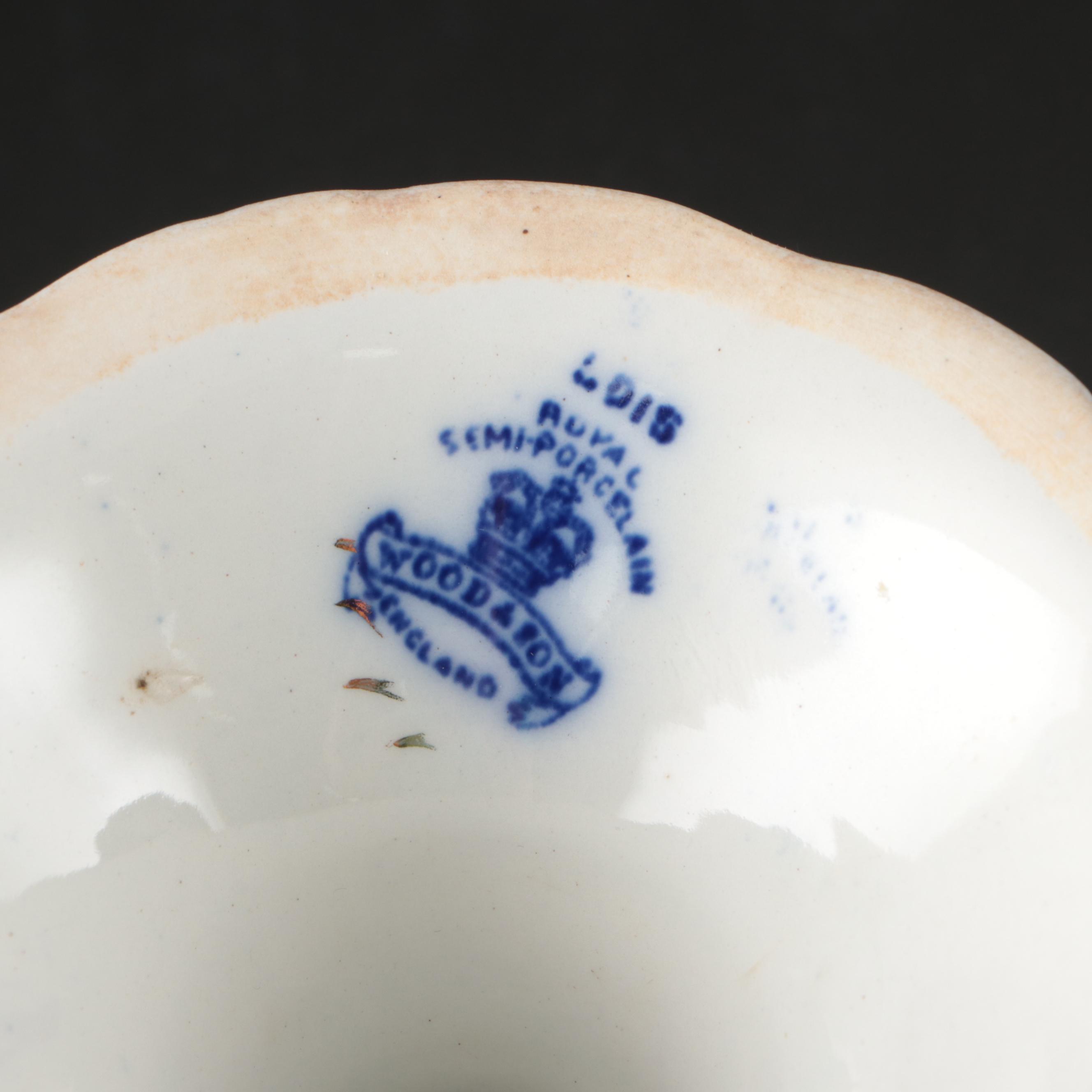 Wood & Son "Lois" Cake Stand with Other English Flow Blue Tableware