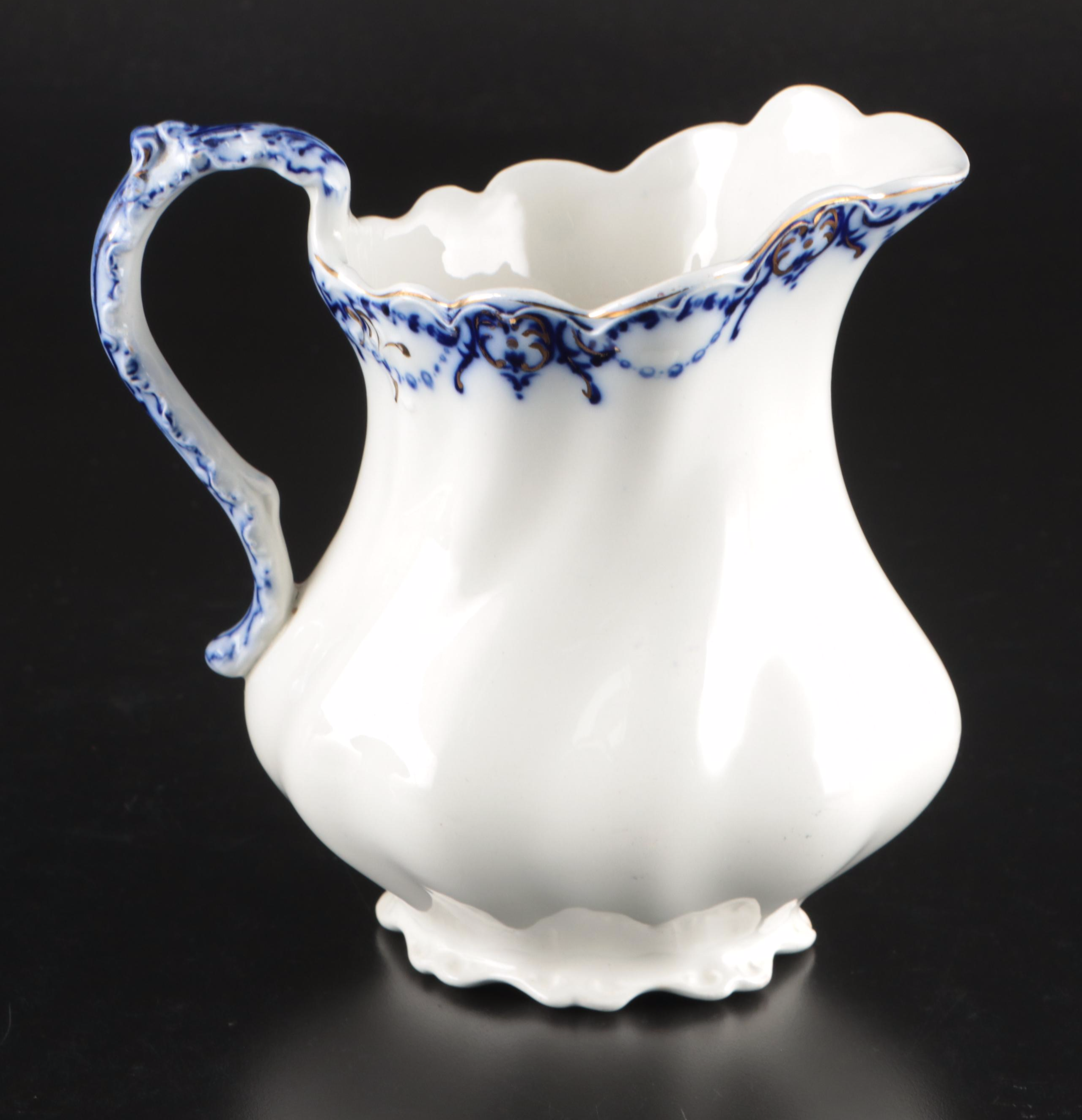 Wood & Son "Lois" Cake Stand with Other English Flow Blue Tableware