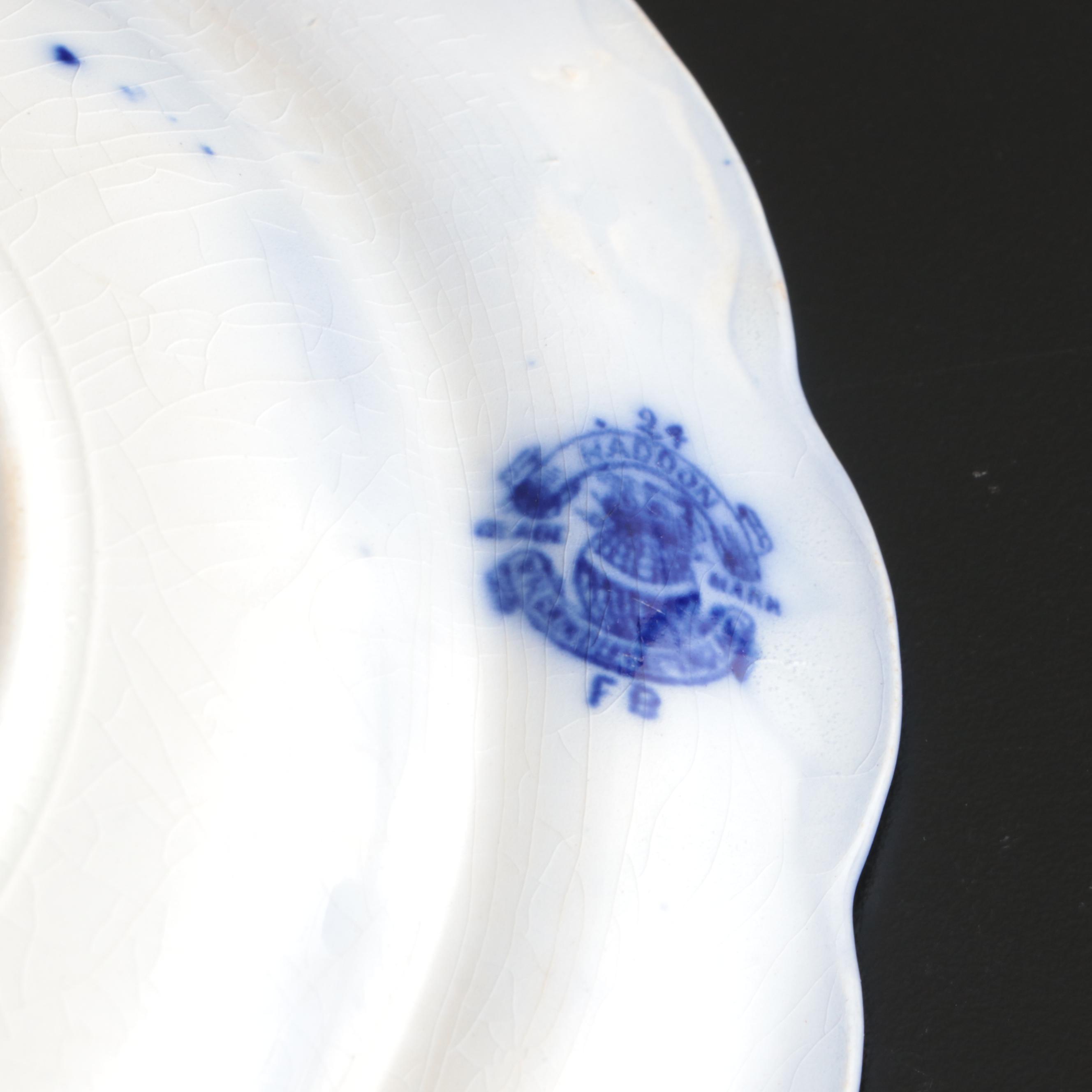 Wood & Son "Lois" Cake Stand with Other English Flow Blue Tableware